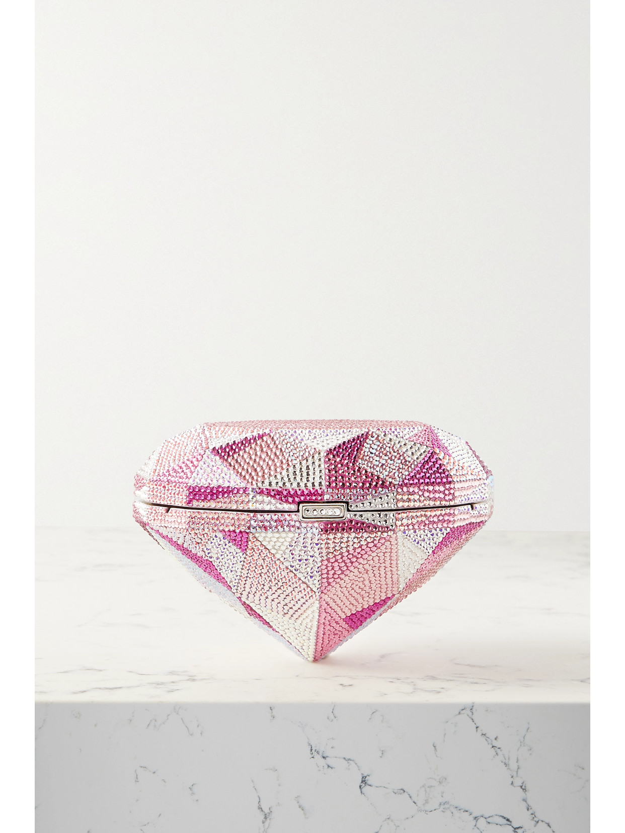 Shop Judith Leiber Diamond Crystal-embellished Silver-tone Clutch In Pink