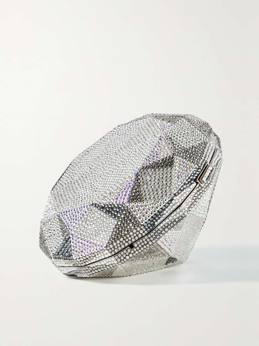 Judith Leiber Couture Diamond Flawless Crystal-embellished Silver-tone Clutch