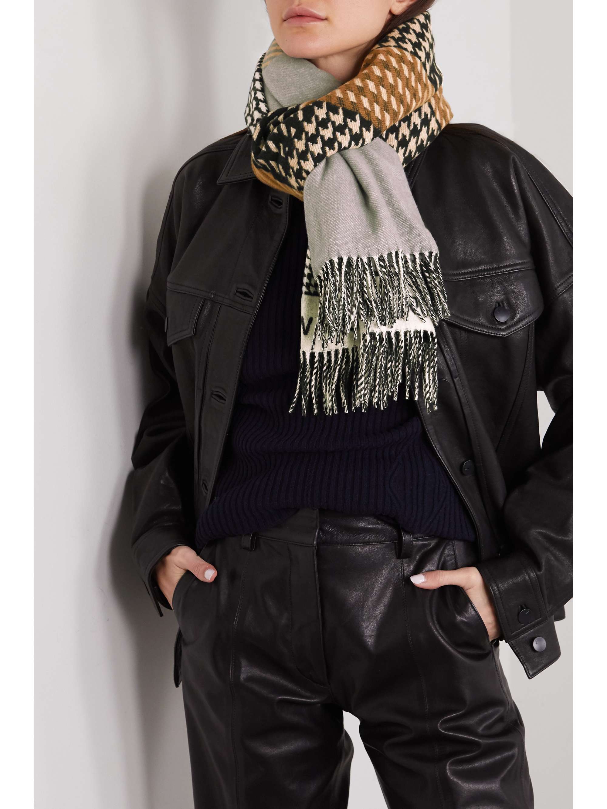 JOHNSTONS OF ELGIN + Mother of Pearl Derwent wool-jacquard scarf