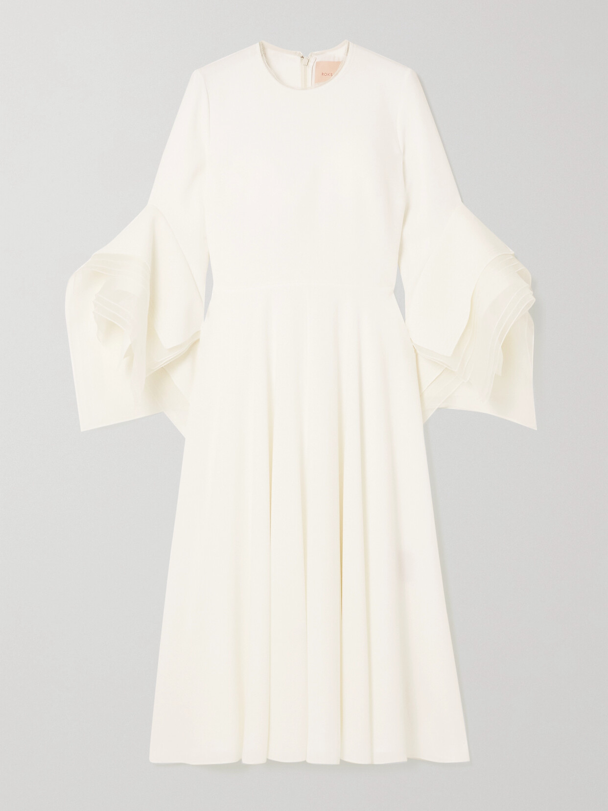 Roksanda Ayres Silk Organza-trimmed Crepe Midi Dress In Ivory