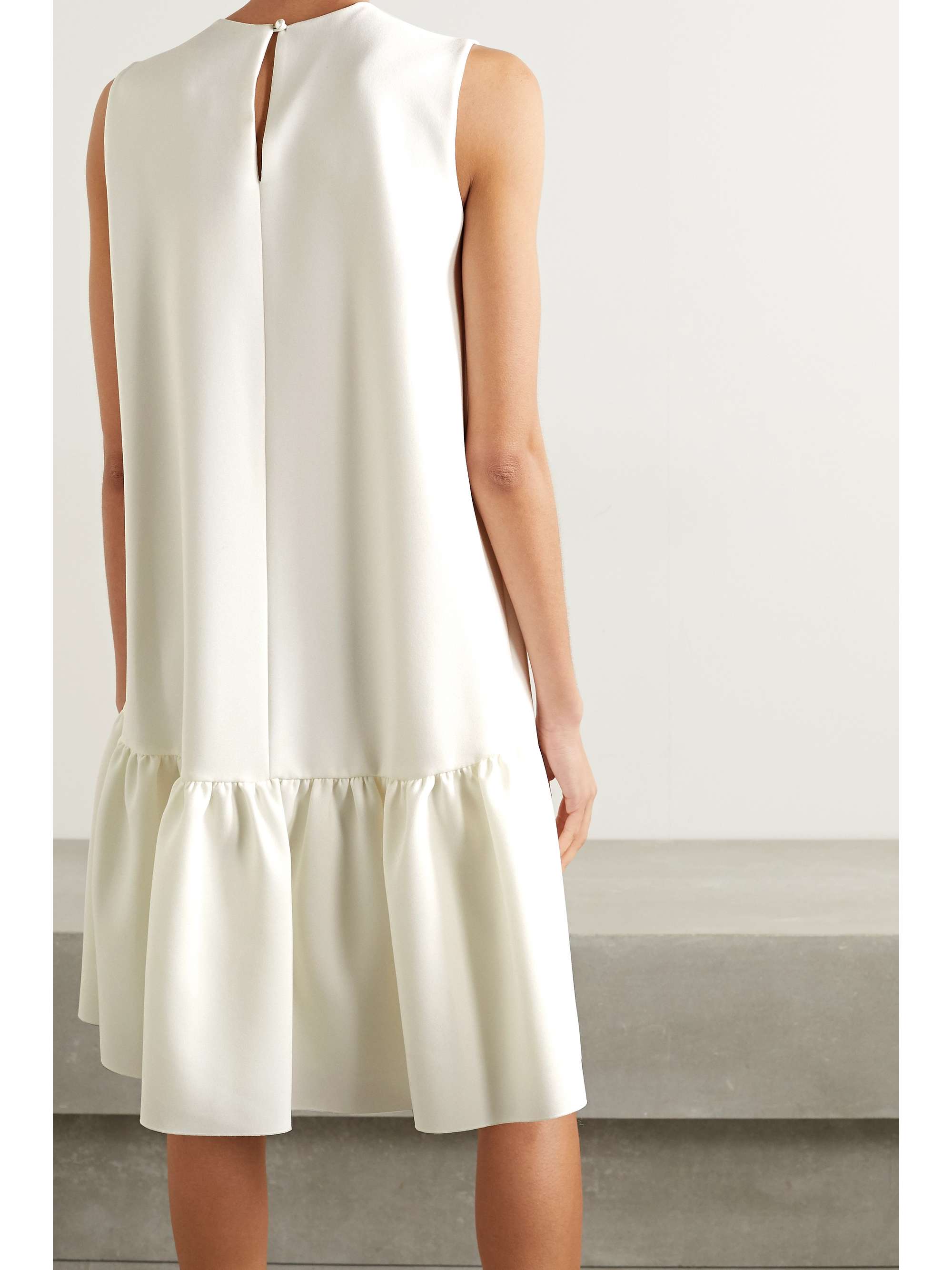 embellished ruffle front mini dress