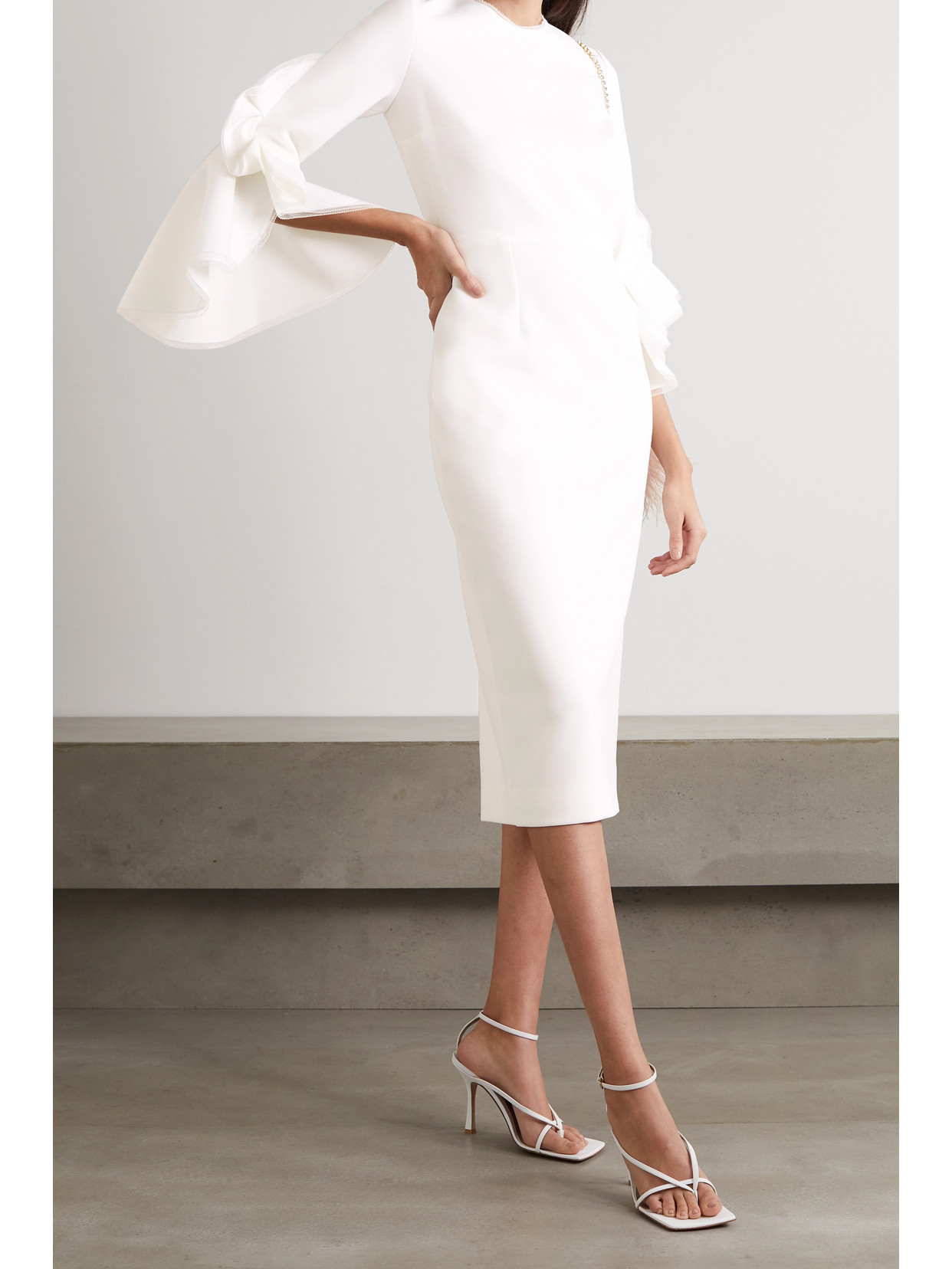 Roksanda Camellia Tulle-trimmed Ruffled Crepe Dress In White