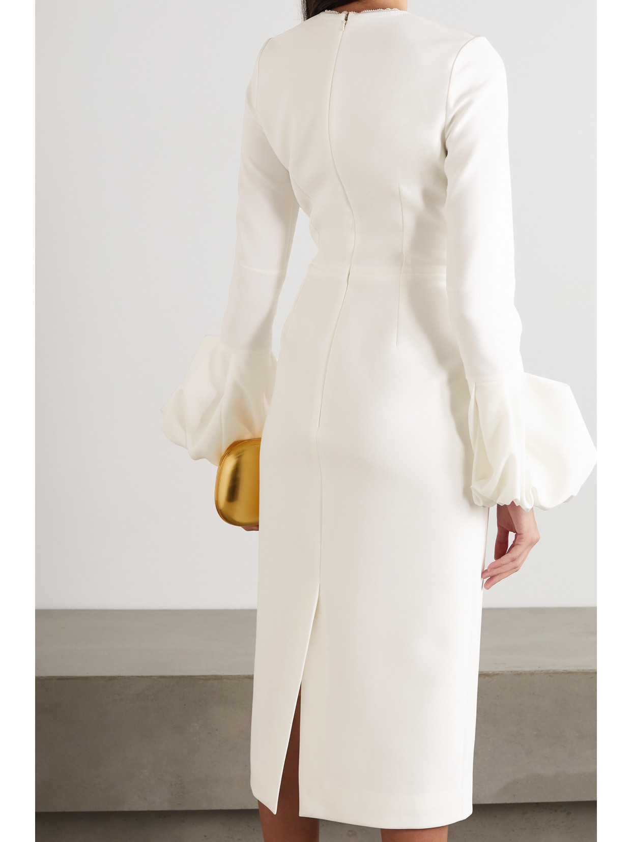 Roksanda Lena Tulle-trimmed Cady Midi Dress In Ivory