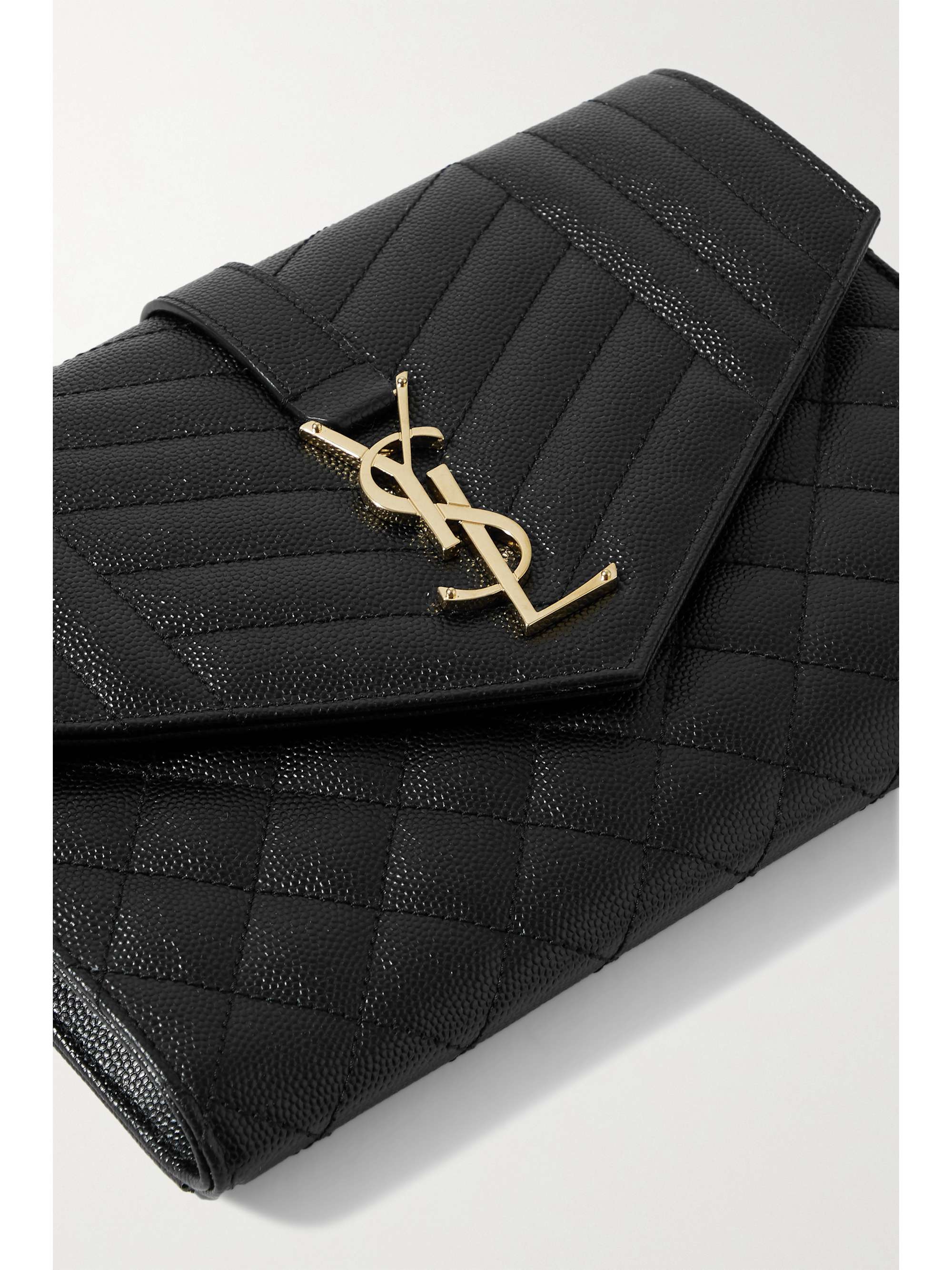 SAINT LAURENT Envelope quilted texturedleather pouch NETAPORTER
