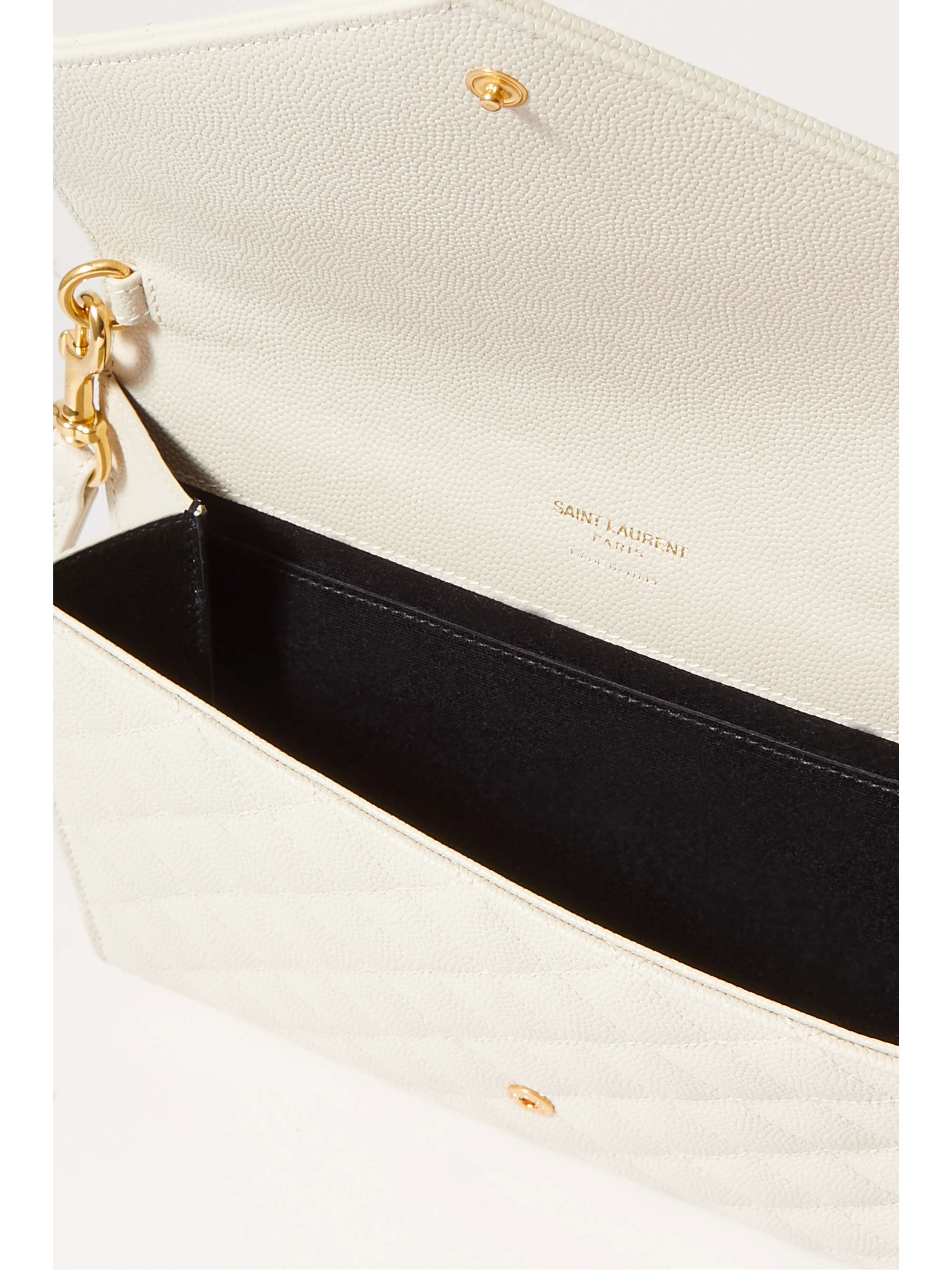 SAINT LAURENT Envelope quilted texturedleather pouch NETAPORTER