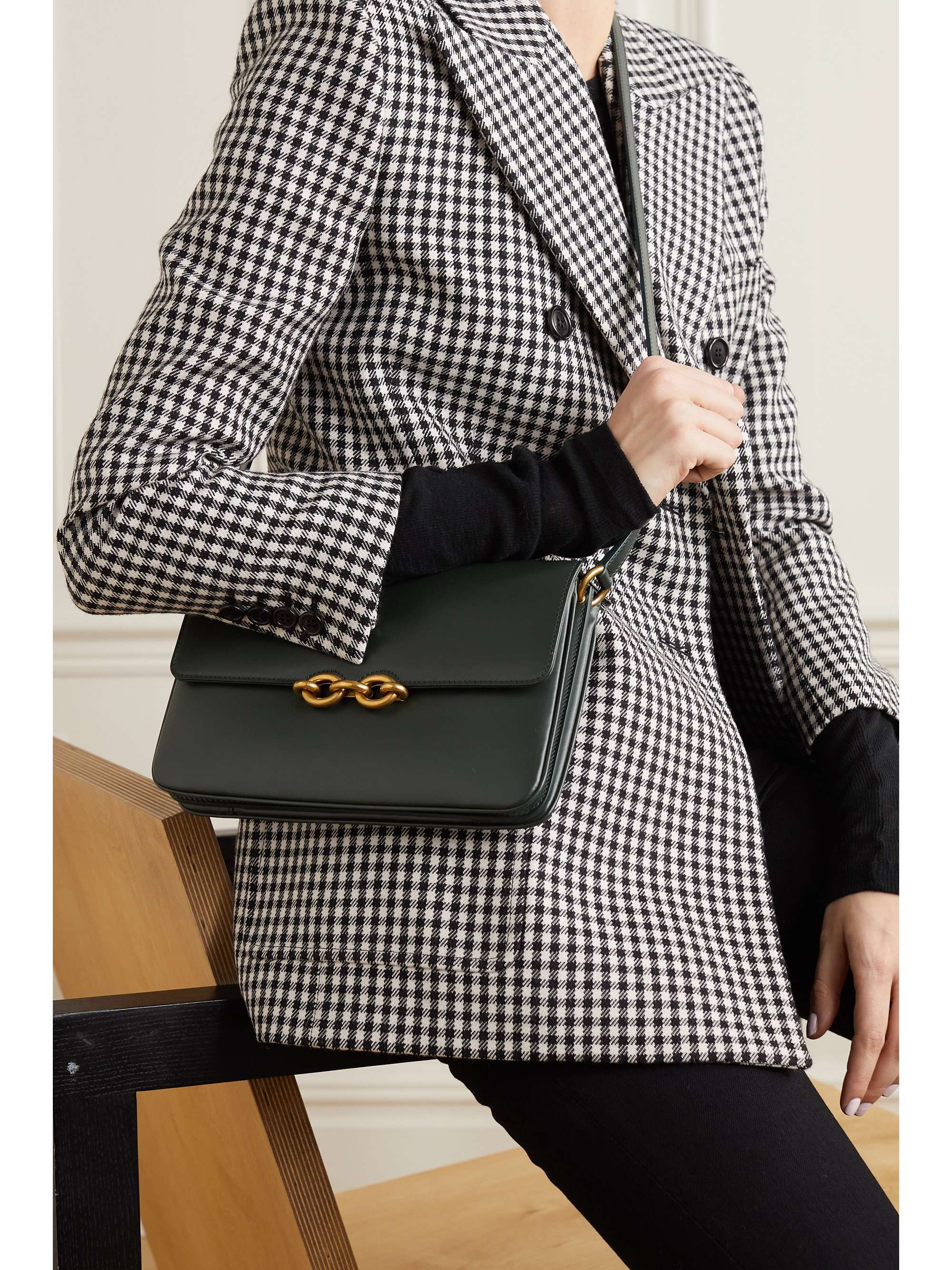 Green Le Maillon leather shoulder bag | SAINT LAURENT | NET-A-PORTER