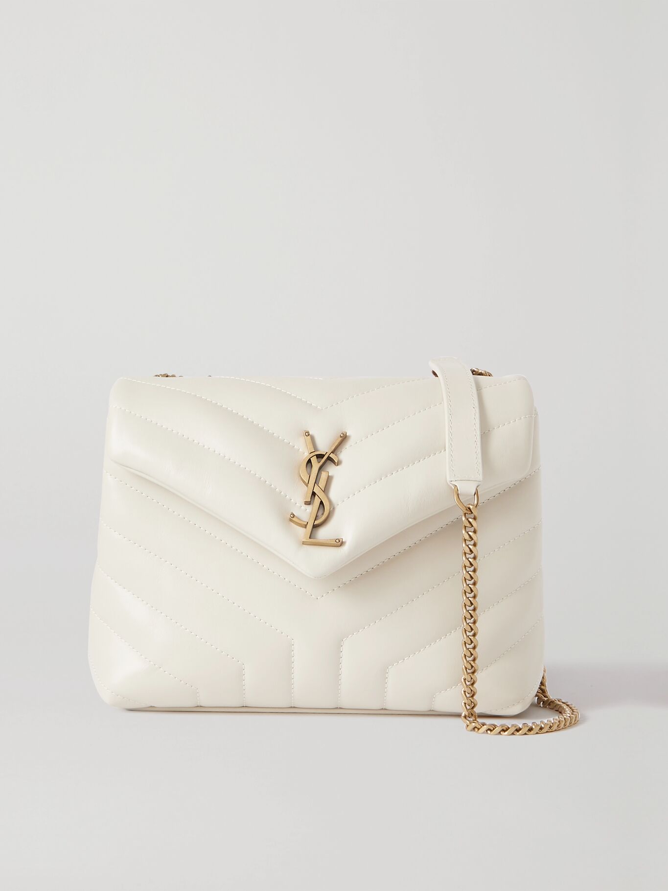 White Loulou small quilted leather shoulder bag SAINT LAURENT NETA