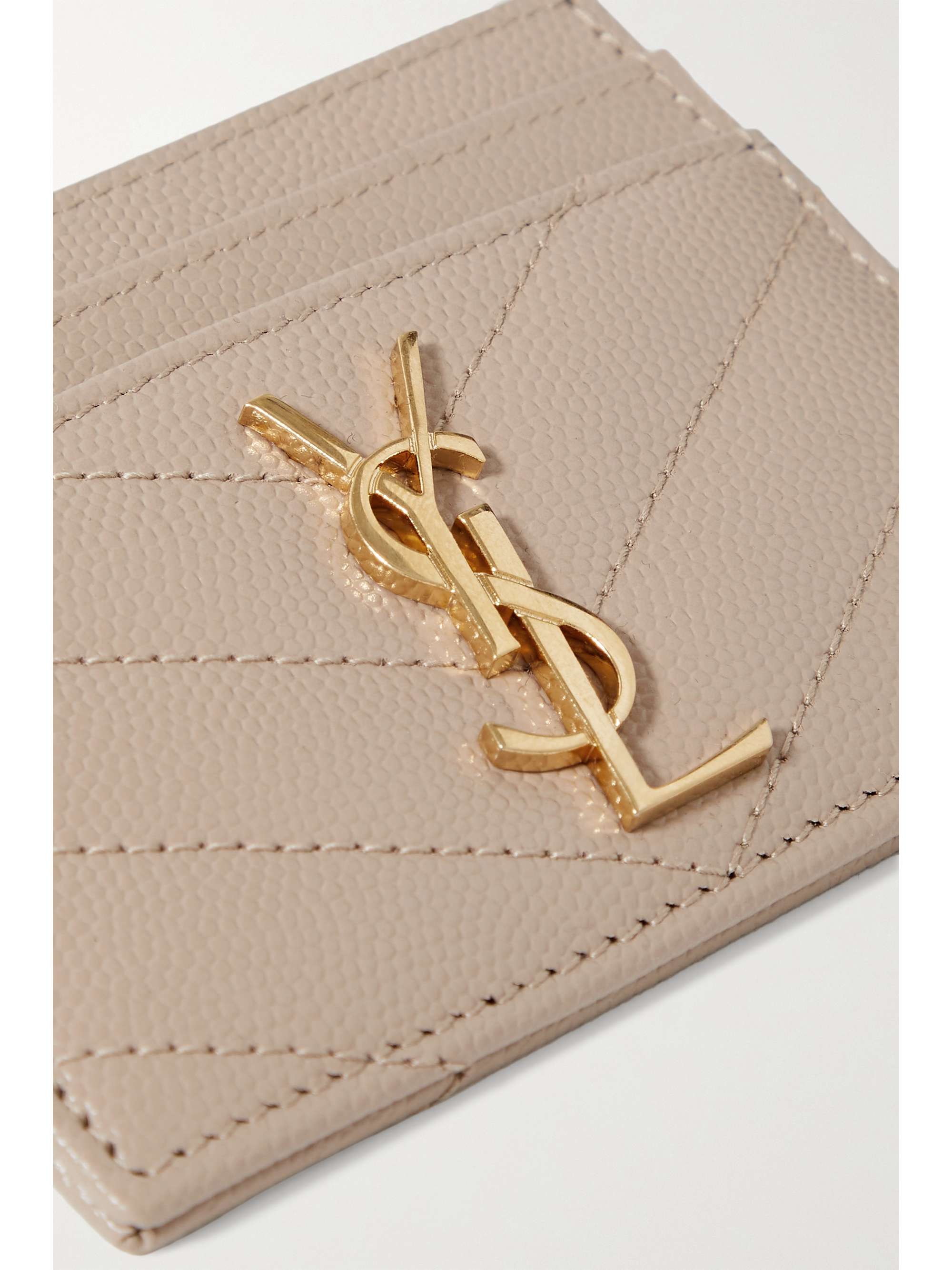 SAINT LAURENT Monogramme quilted textured-leather cardholder