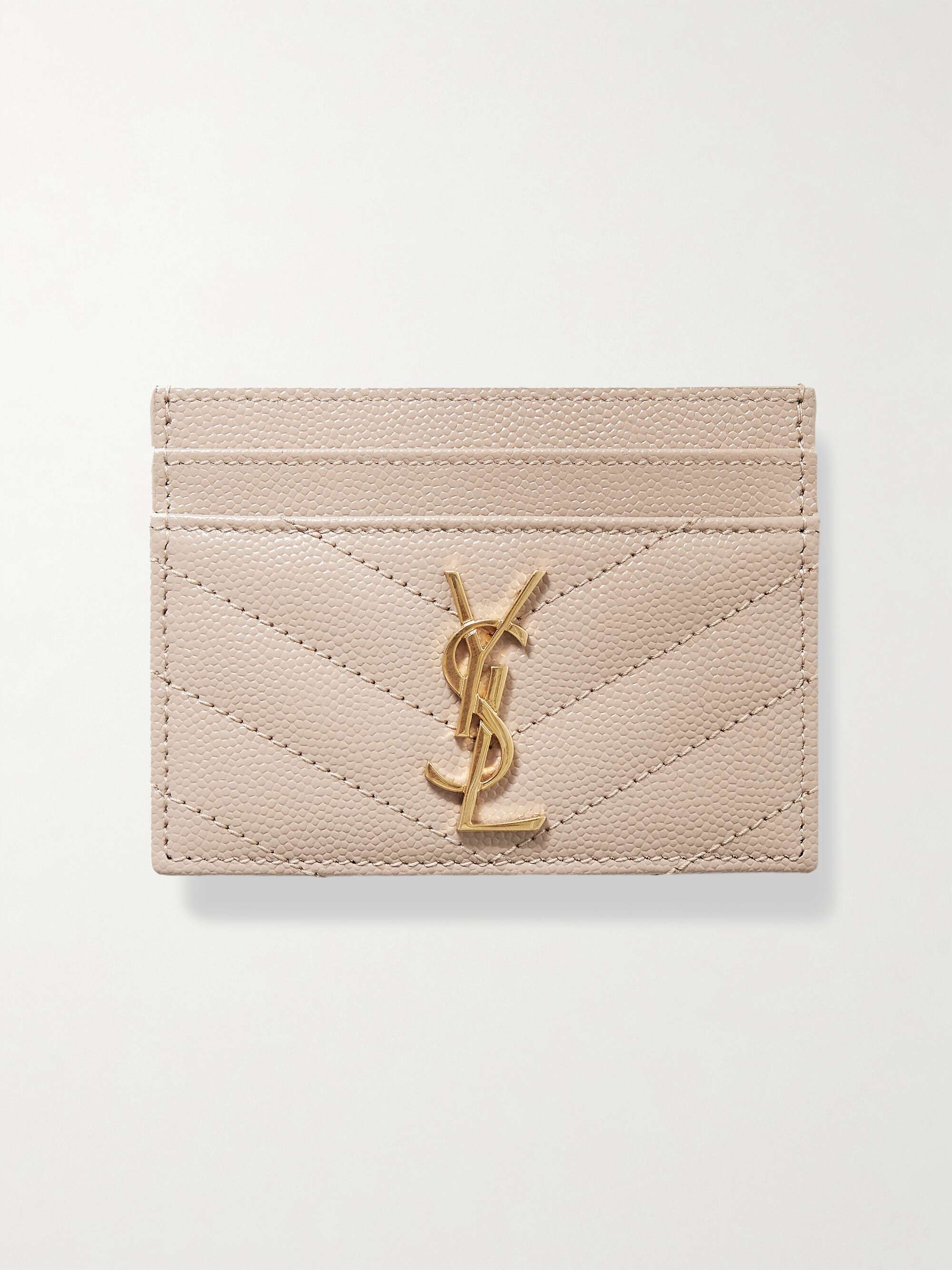 SAINT LAURENT Monogramme quilted textured-leather cardholder