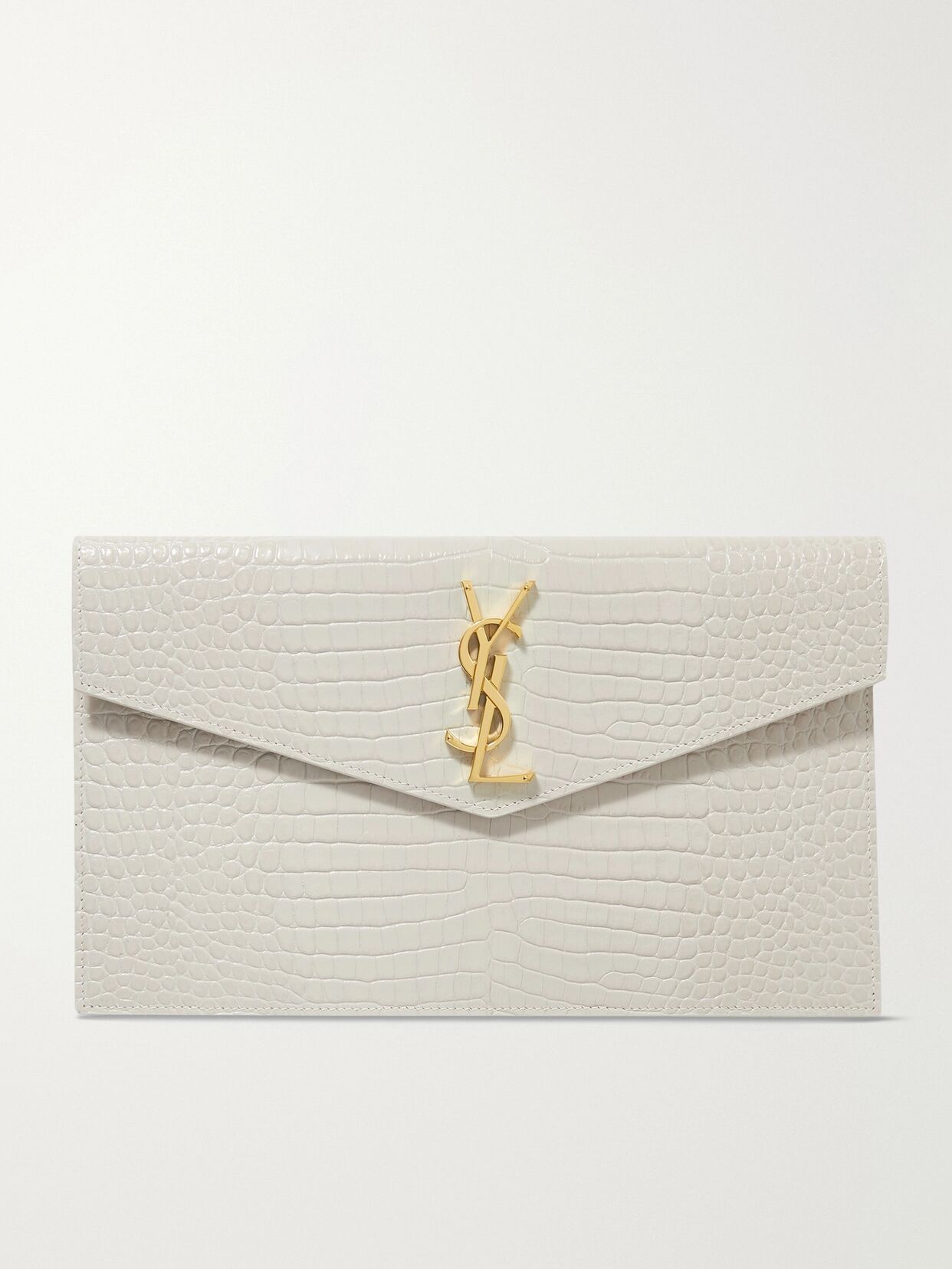 Uptown croc-effect leather pouch