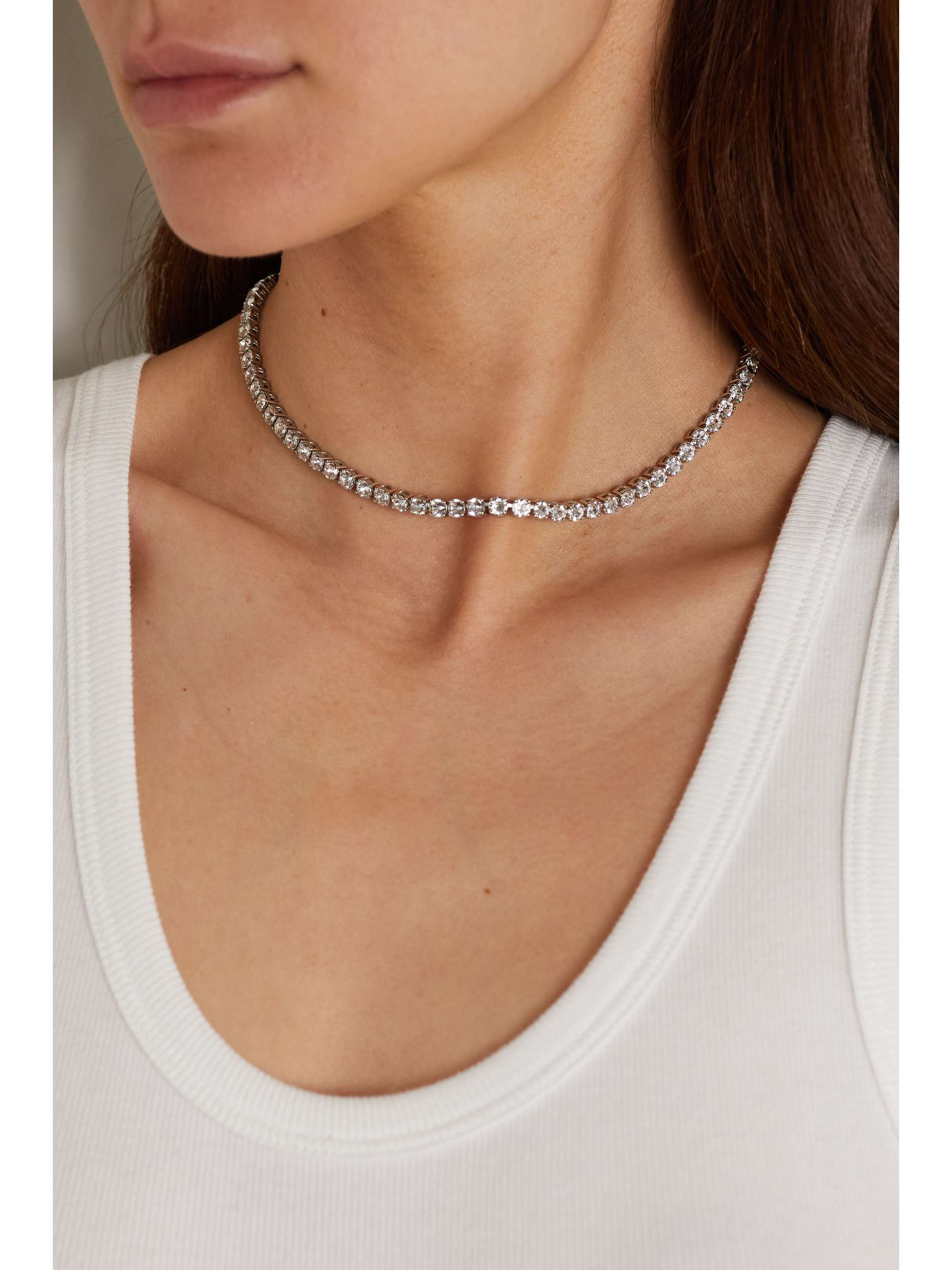Clear Silver-tone crystal necklace 