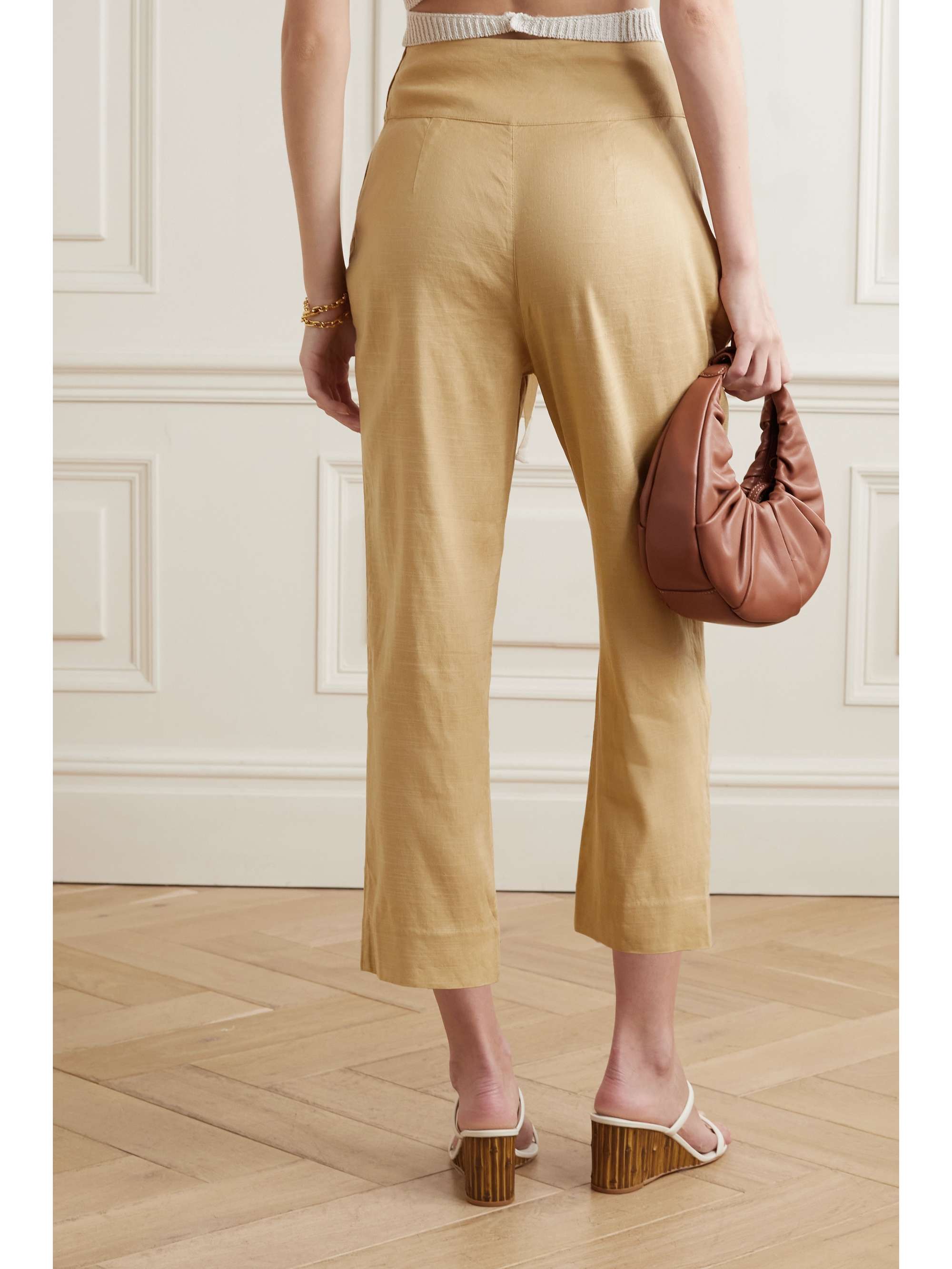 CULT GAIA Judith cropped linen-blend tapered pants