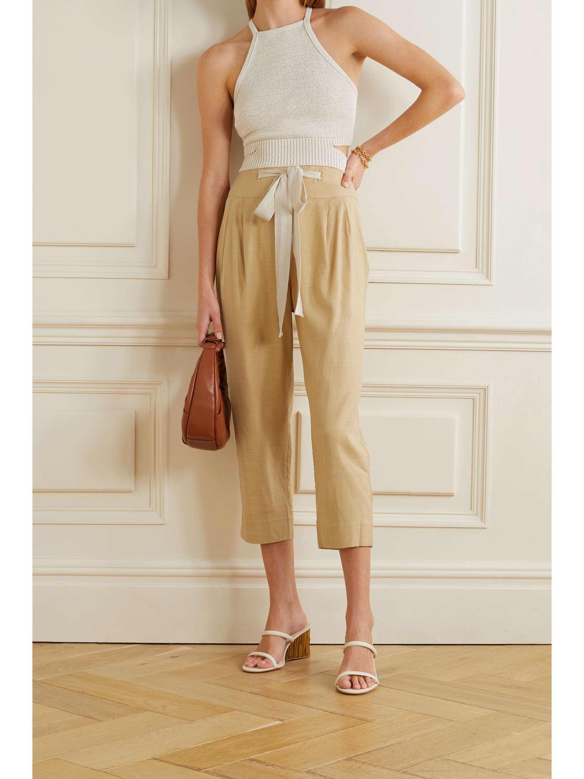 CULT GAIA Judith cropped linen-blend tapered pants