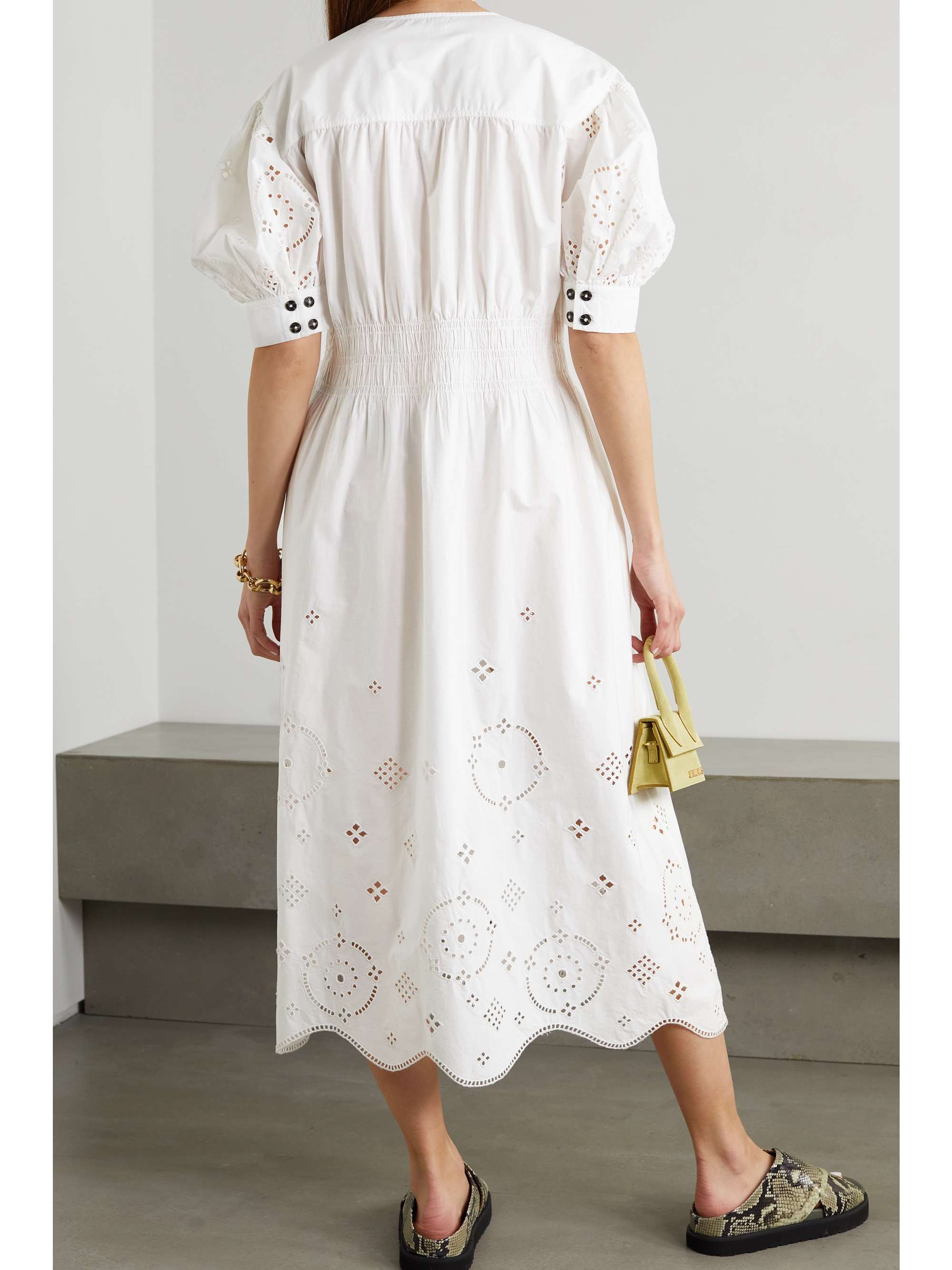 GANNI Broderie anglaise organic cotton midi dress