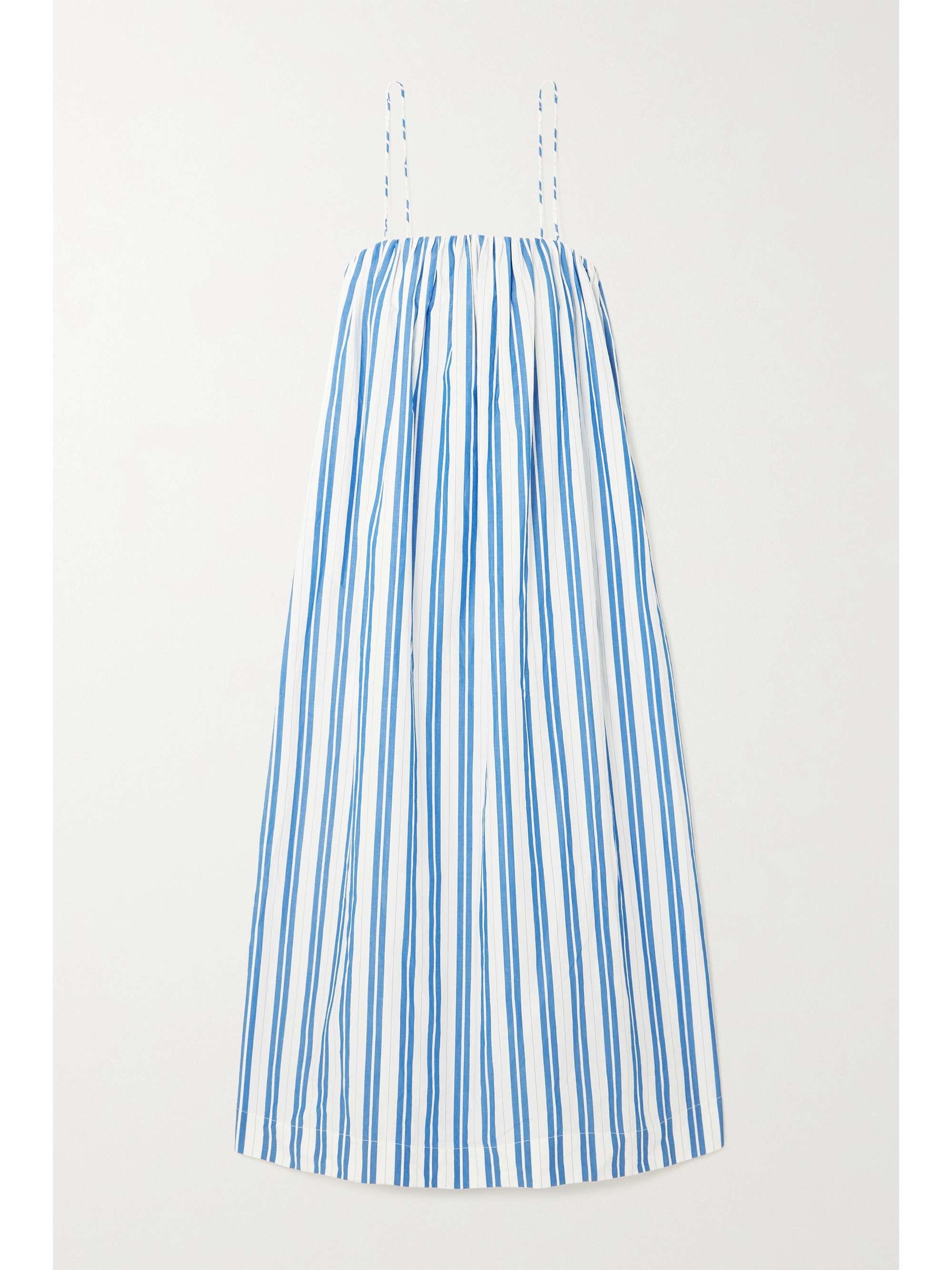 blue striped maxi dress