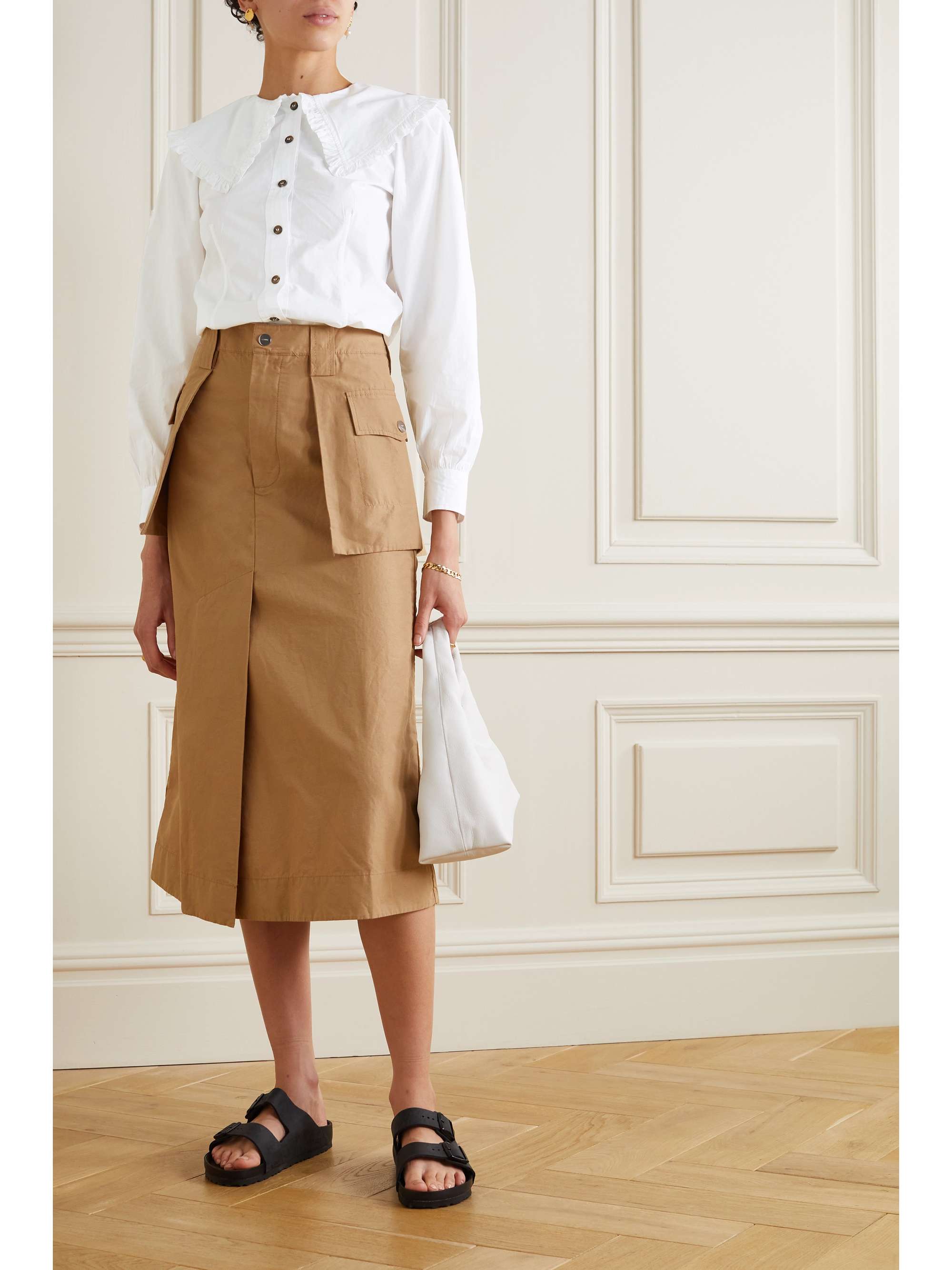 GANNI + NET SUSTAIN ruffled organic cotton-poplin blouse