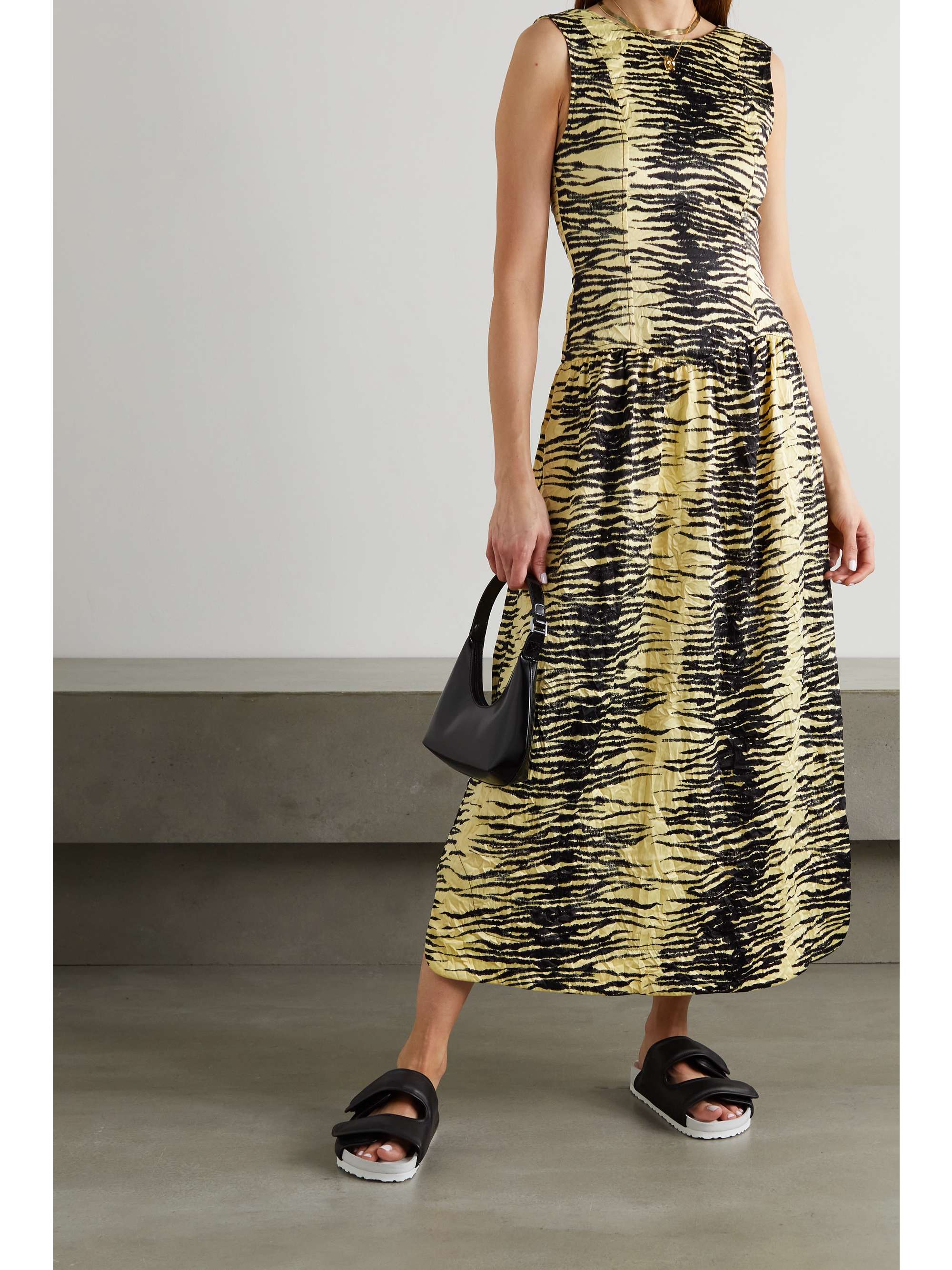 ganni black and yellow dress