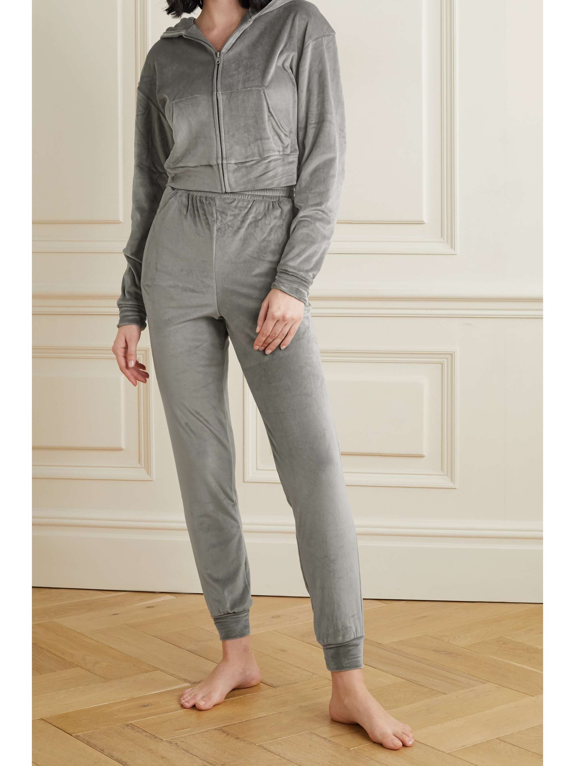 SKIMS Velour track pants - Smoke | NET-A-PORTER