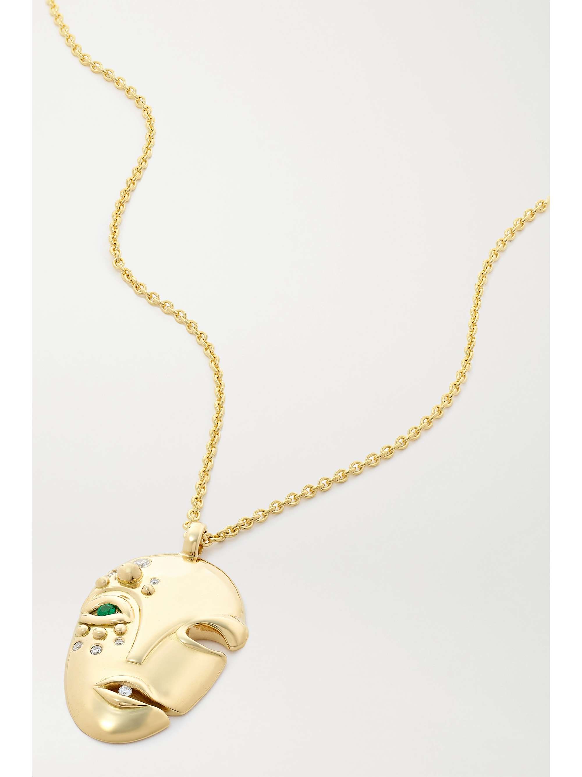 KHIRY FINE + The Vanguard Mask 18-karat gold, diamond and emerald necklace