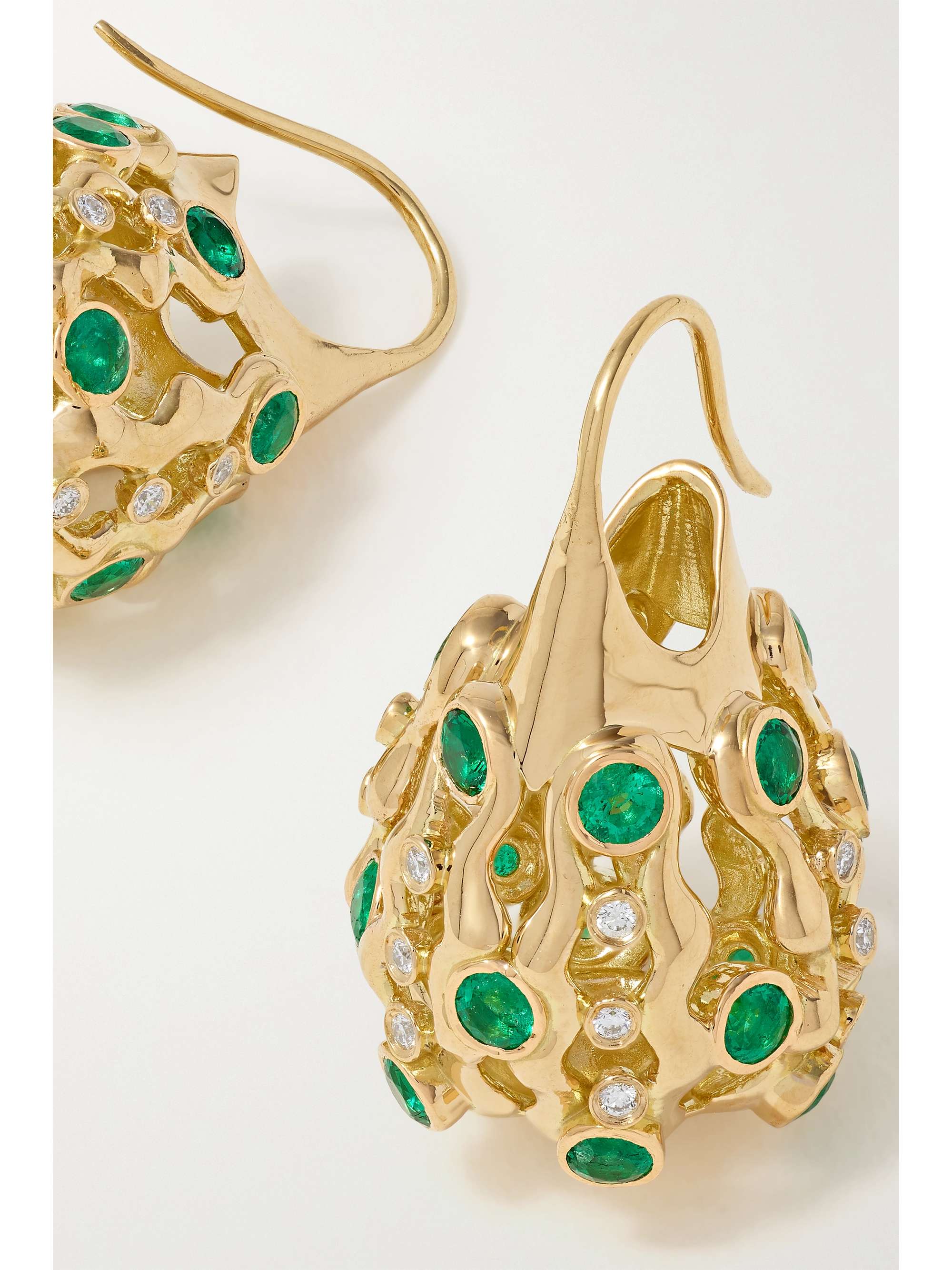 KHIRY FINE + The Vanguard Large Basket 18-karat gold, emerald and diamond earrings