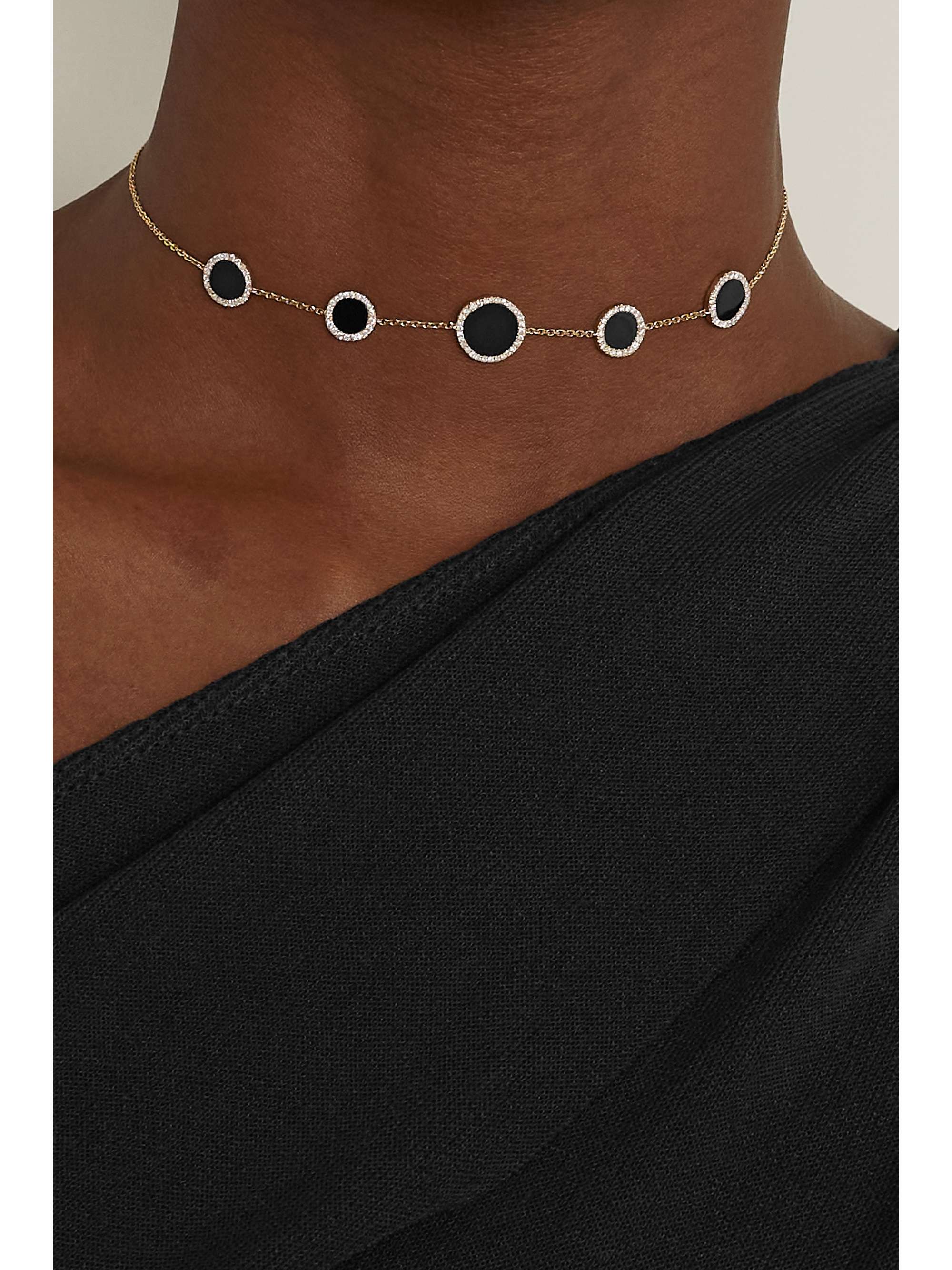 ANISSA KERMICHE Belle De Nuit 14-karat gold multi-stone choker