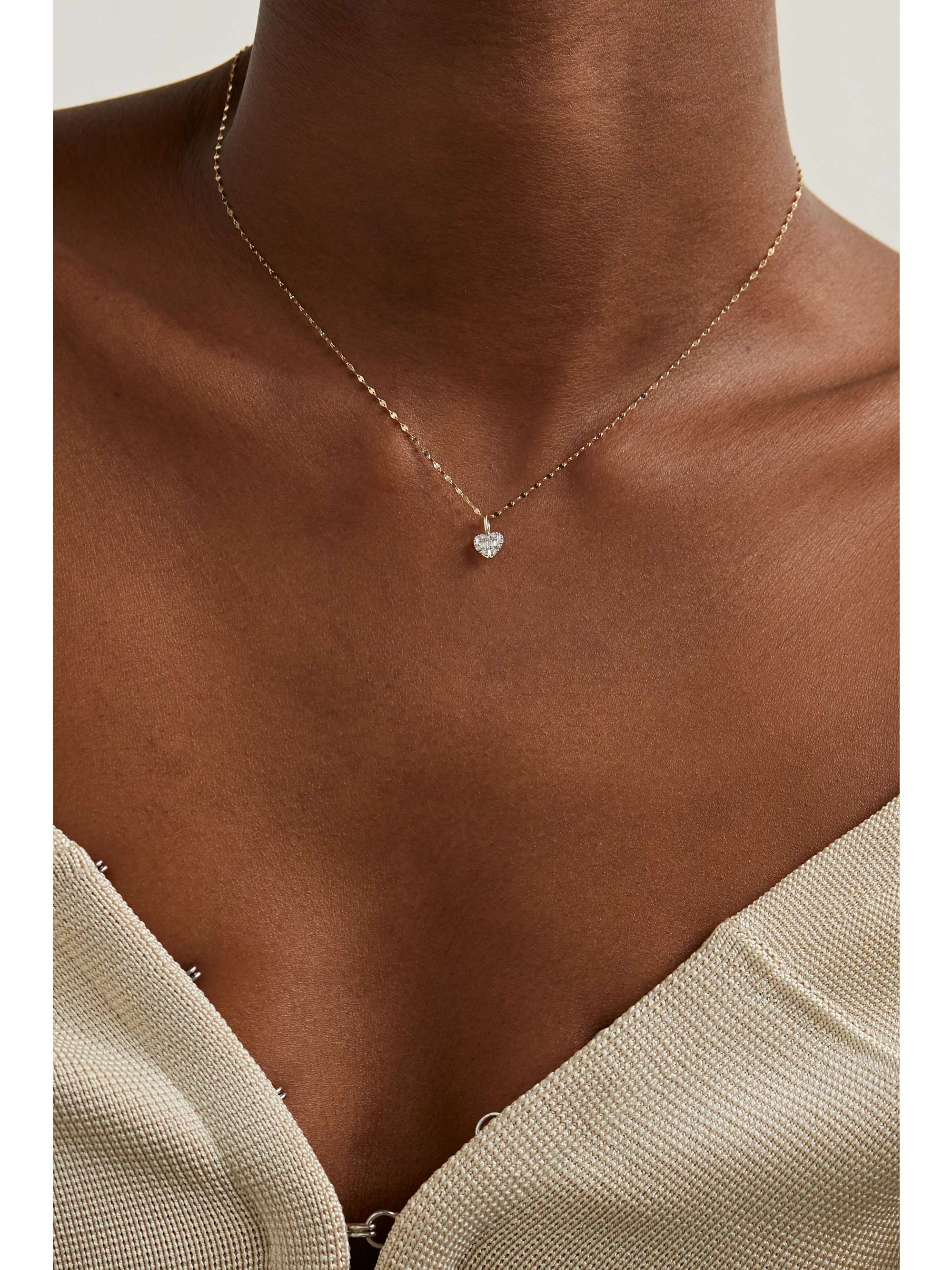STONE AND STRAND Heart of the Matter gold diamond necklace