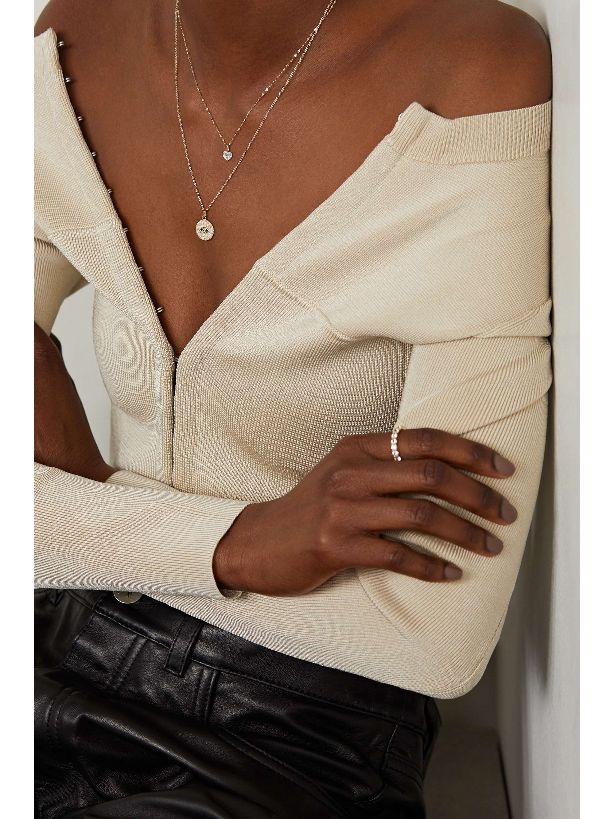 STONE AND STRAND Heart of the Matter gold diamond necklace