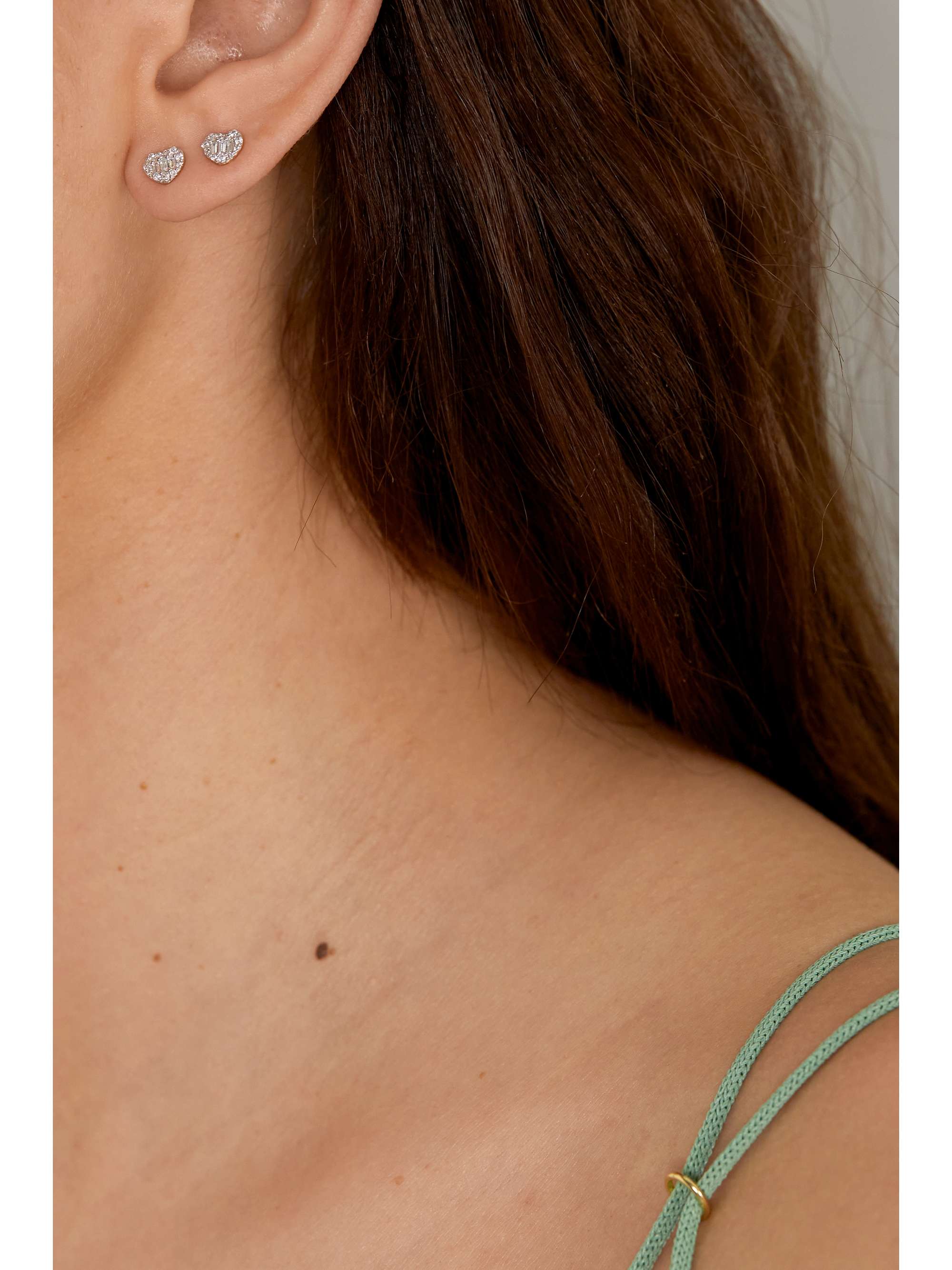STONE AND STRAND Heart of the Matter gold diamond earrings