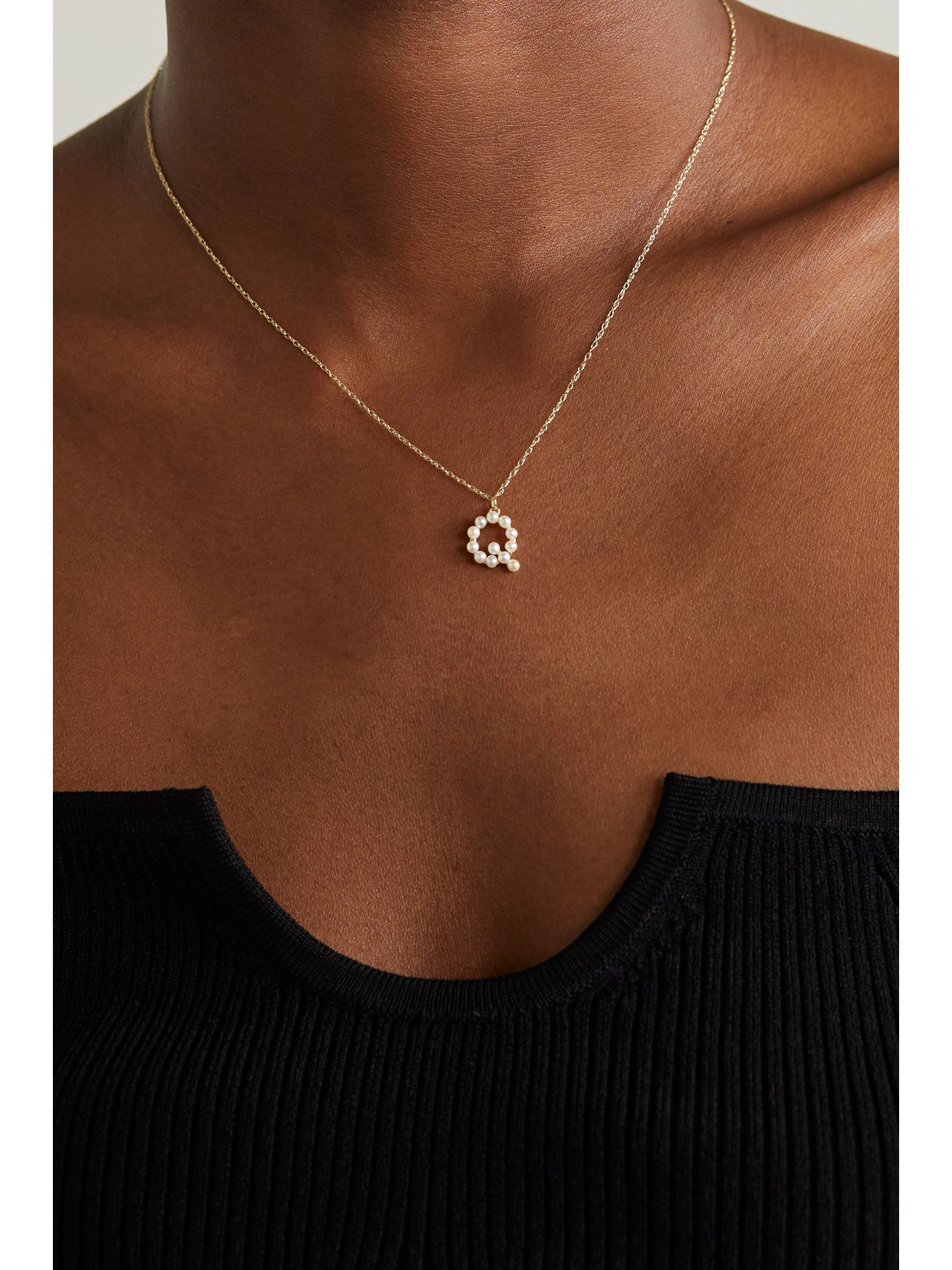 Stone And Strand Initial 10-karat Gold Pearl Necklace In Gold