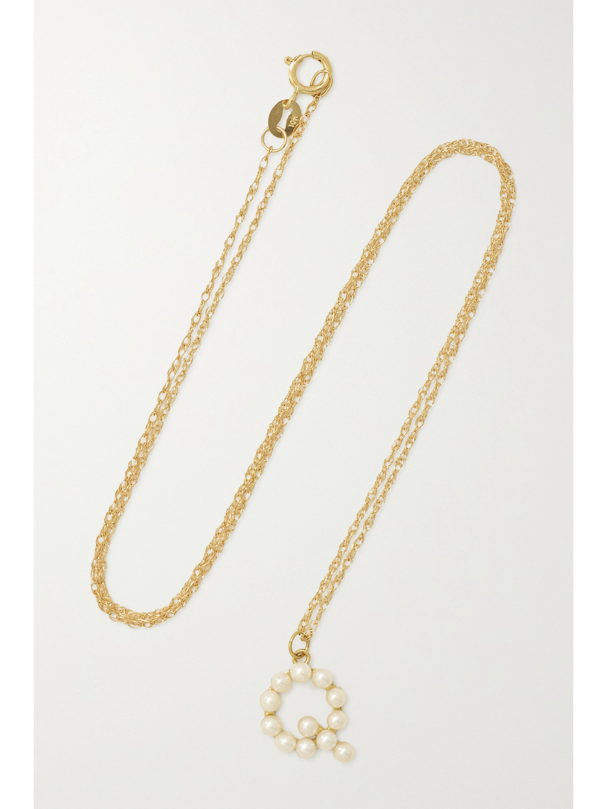 Stone And Strand Initial 10-karat Gold Pearl Necklace In Gold