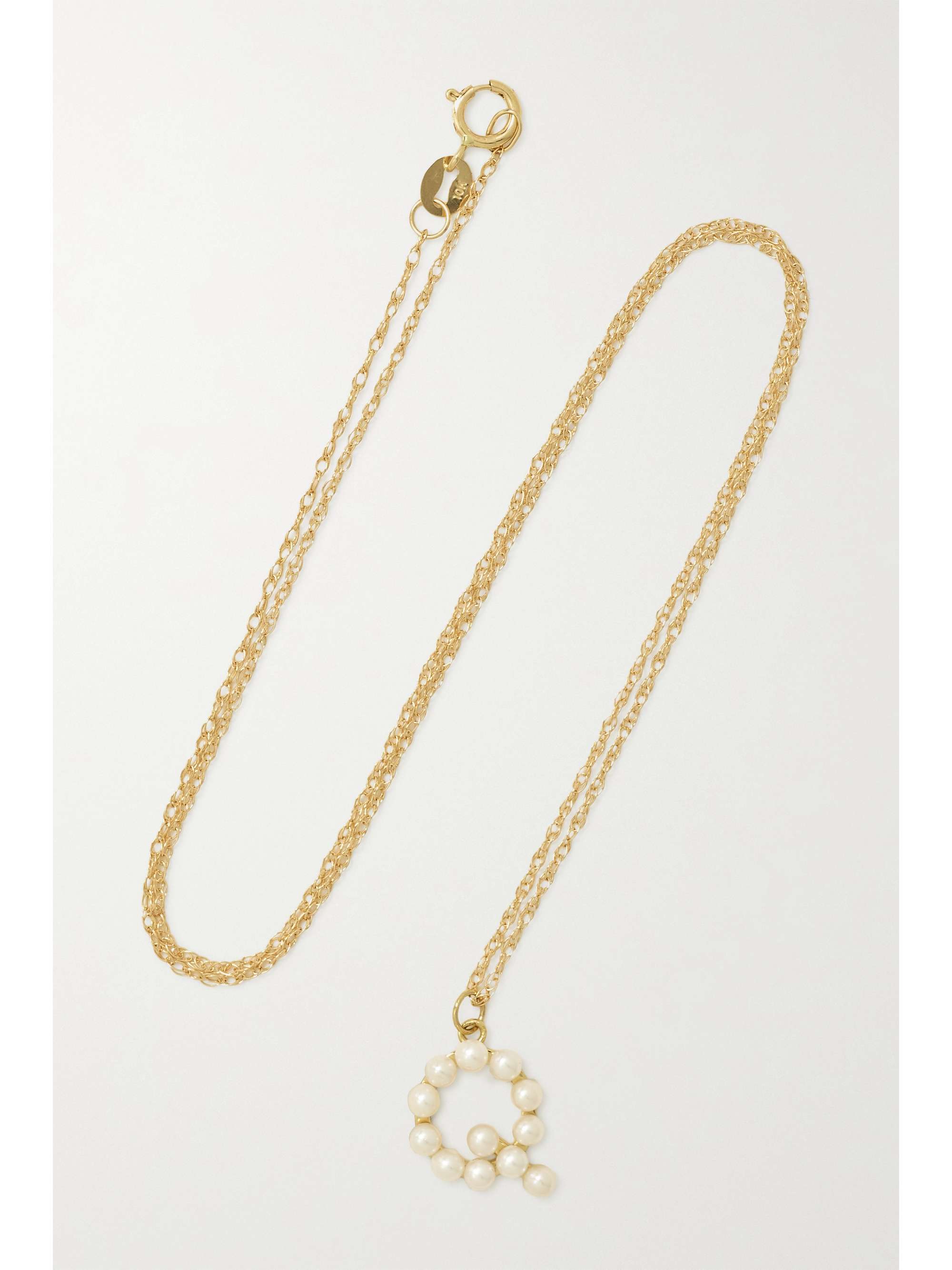 STONE AND STRAND Initial 10-karat gold pearl necklace