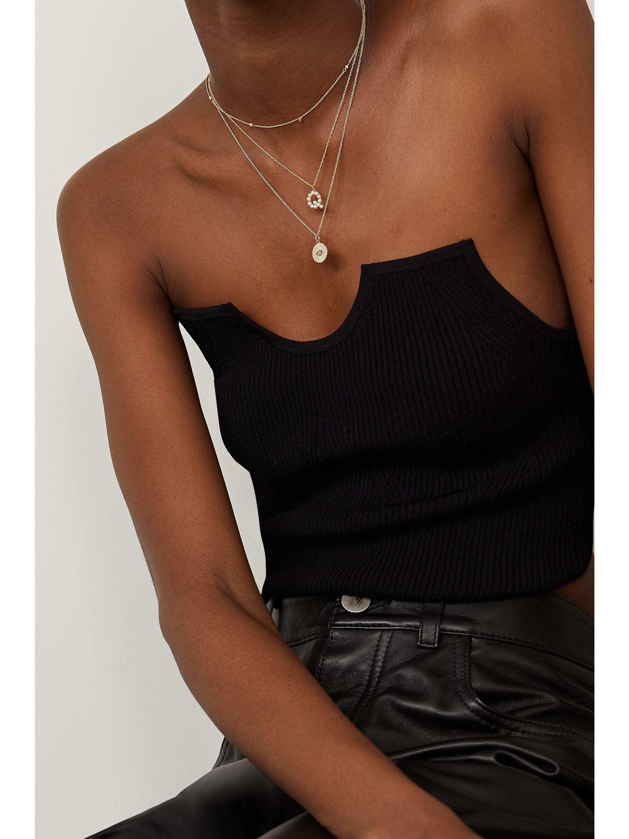 Stone and strand initial necklace on sale