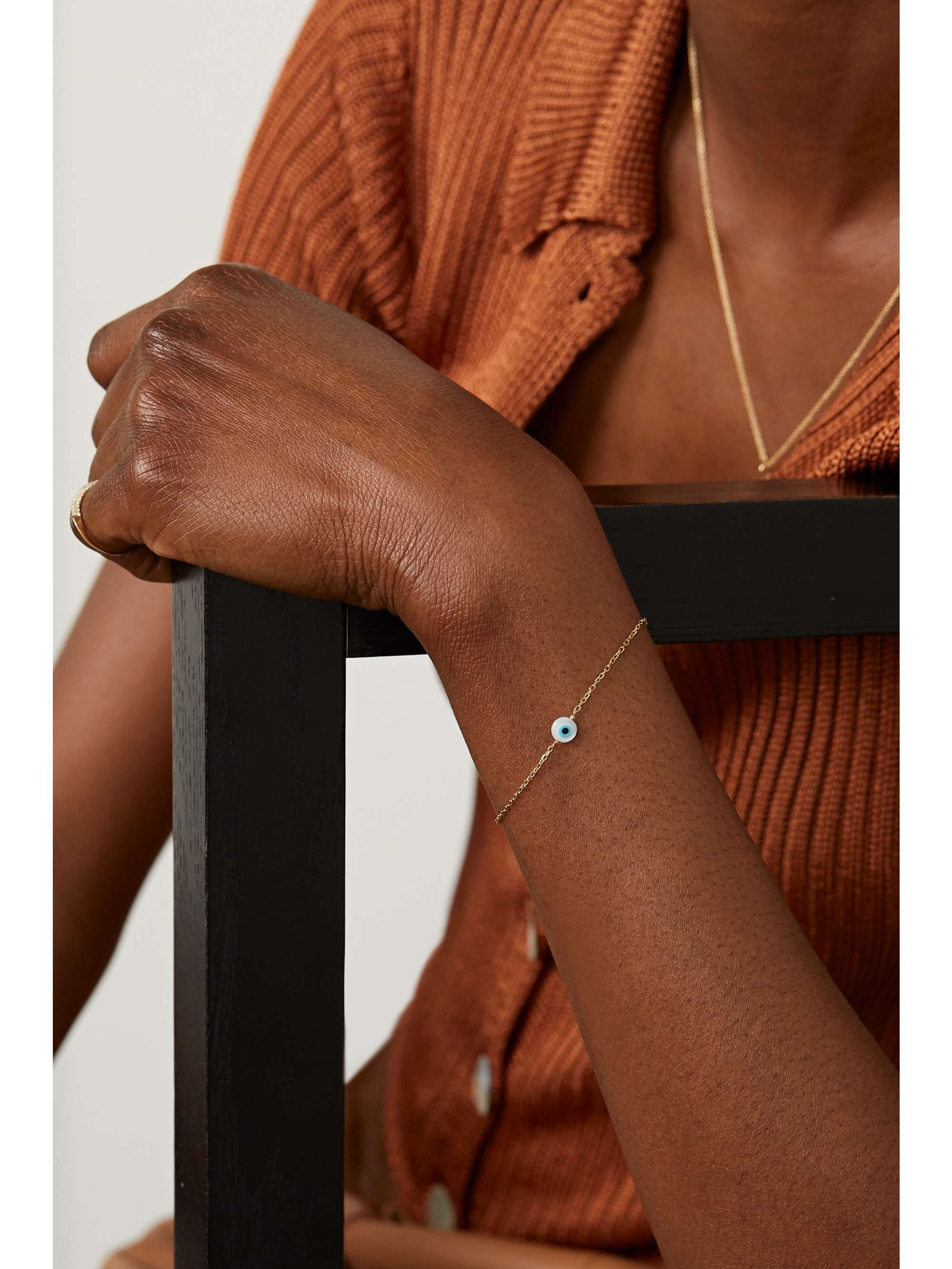 STONE AND STRAND Gold, mother-of-pearl and enamel bracelet