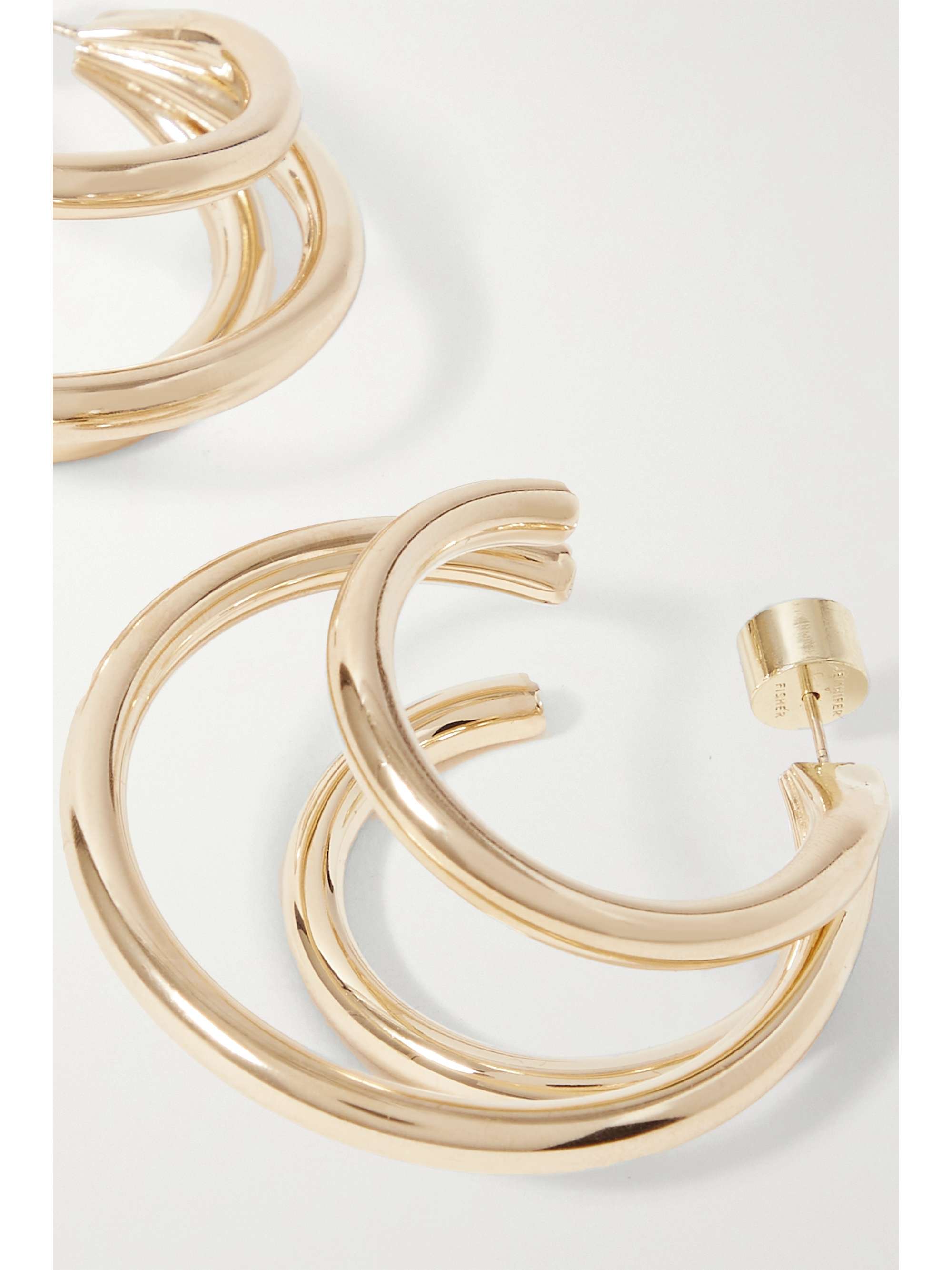 JENNIFER FISHER Triple Lilly gold-plated hoop earrings