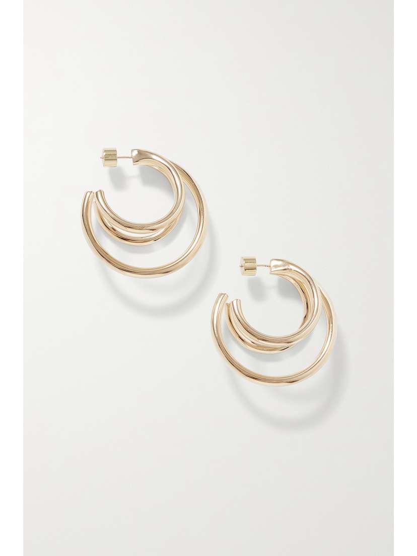 Jennifer Fisher Triple Lilly Gold-plated Hoop Earrings