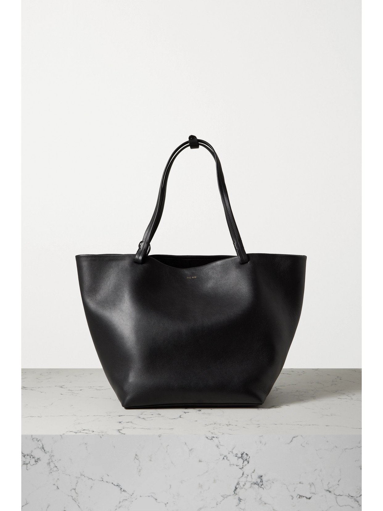 The Row Park 3 Medium Leather Tote In Black