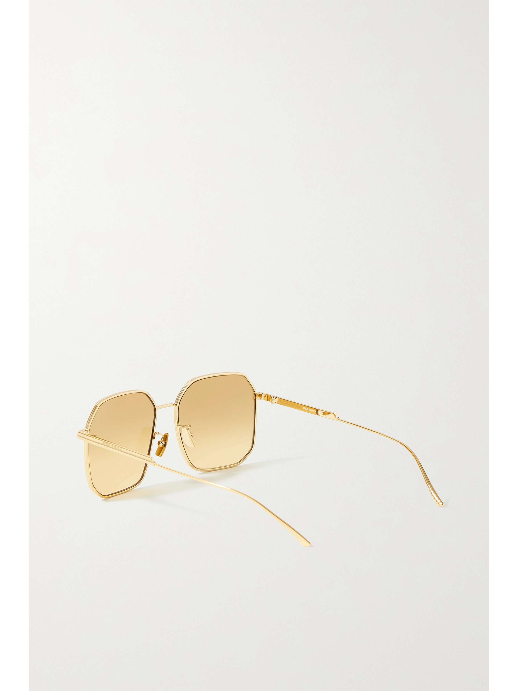 BOTTEGA VENETA EYEWEAR Hexagon-frame gold-tone mirrored sunglasses