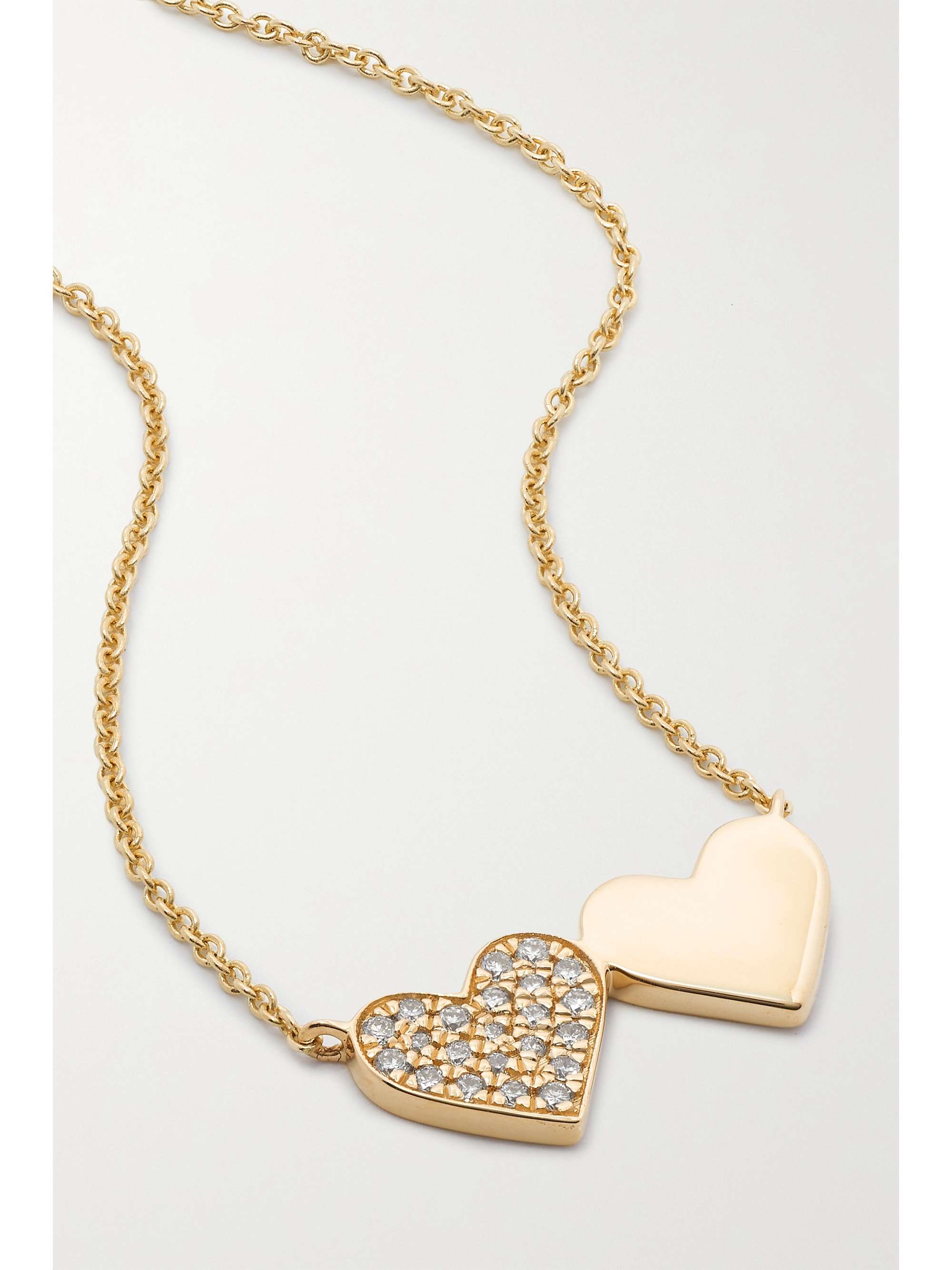 SYDNEY EVAN Double Heart 14-karat gold diamond necklace