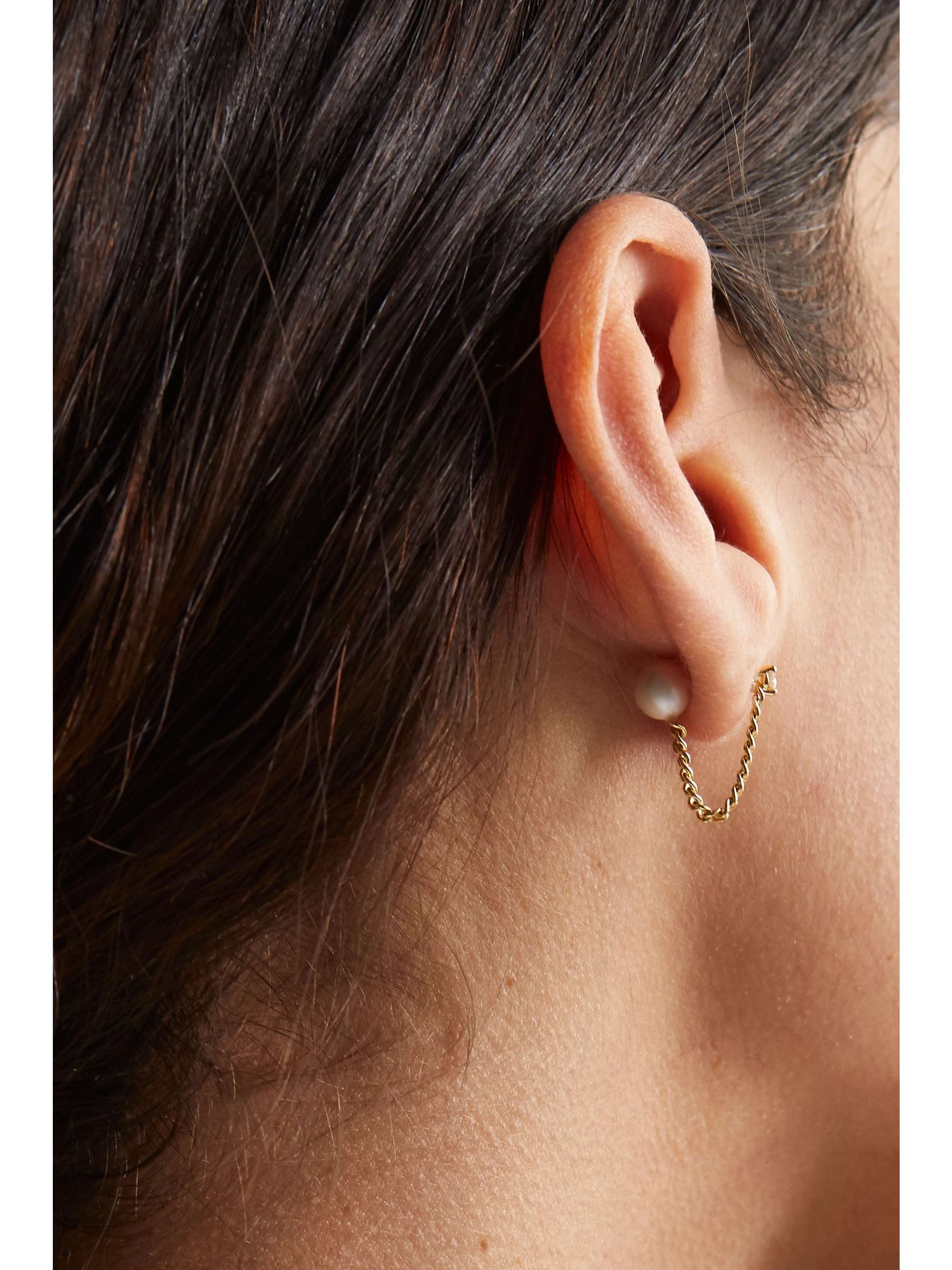 DELFINA DELETTREZ Convertible 18-karat gold, pearl and diamond earring