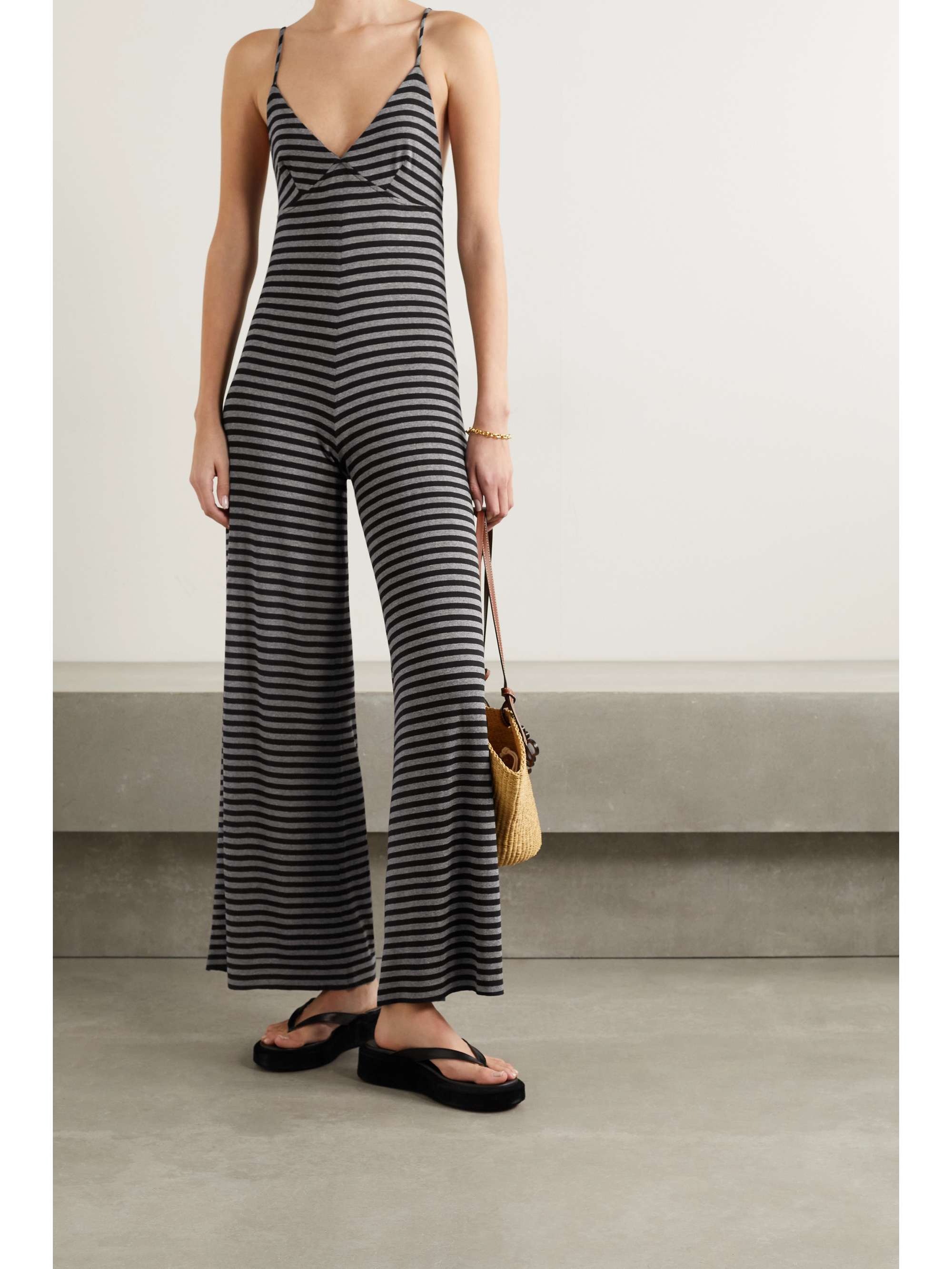 Striped shop jersey jumpsuit