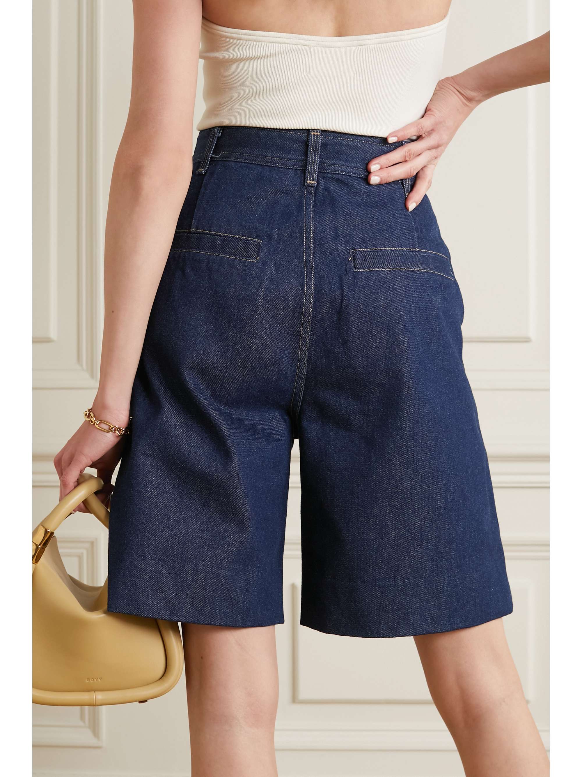 GOLDSIGN The Pieced Pocket pleated denim shorts