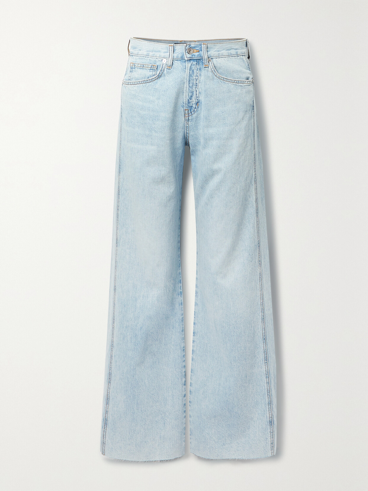 Veronica Beard Taylor Frayed High-rise Wide-leg Jeans