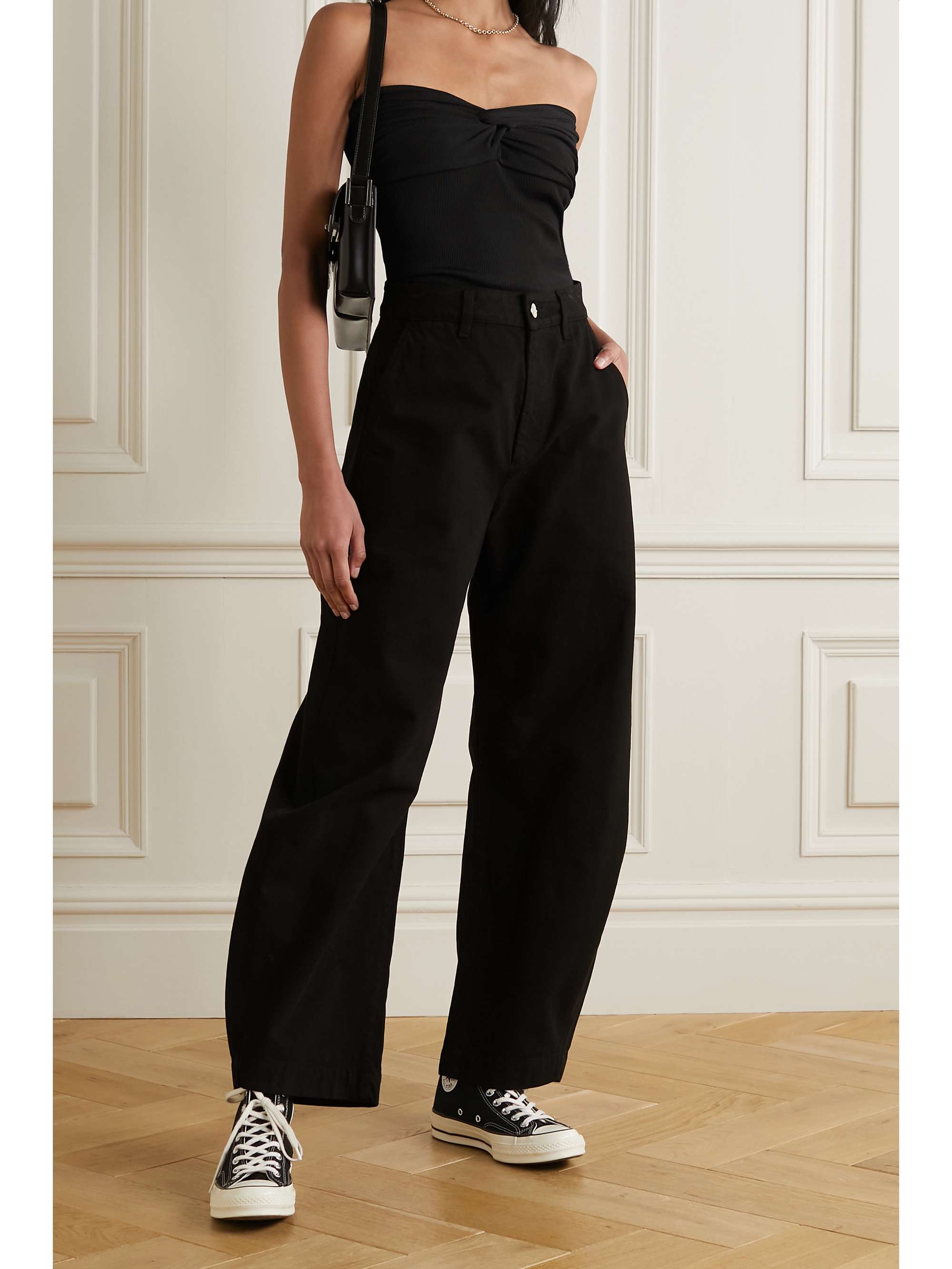 GOLDSIGN Strapless twist-front ribbed stretch-jersey top