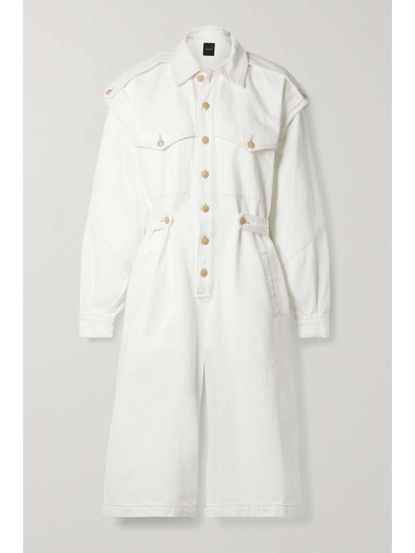 GOLDSIGN The Cullotte Cropped Denim Jumpsuit