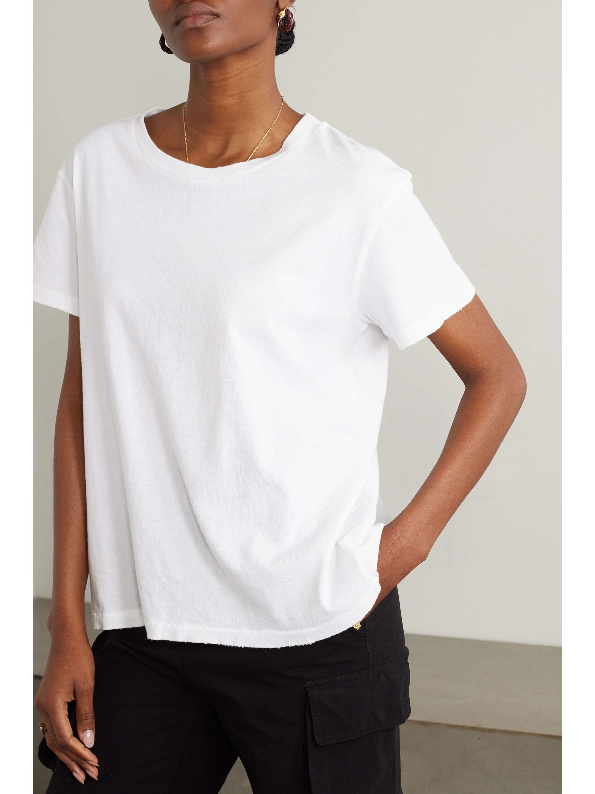 NILI LOTAN Brady distressed cotton-jersey T-shirt