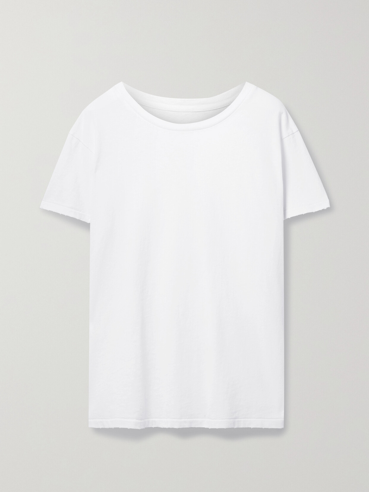 Shop Nili Lotan Brady Distressed Cotton-jersey T-shirt In White