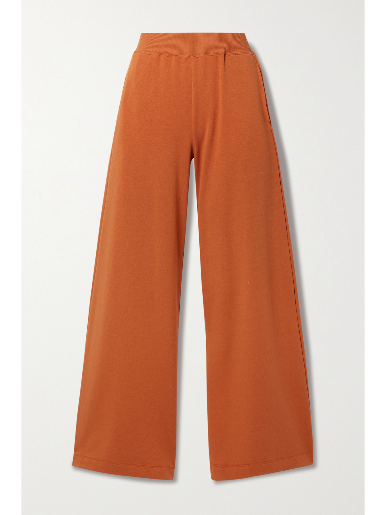 L Agence Campbell Stretch Cotton And Modal-blend Wide-leg Pants In Orange