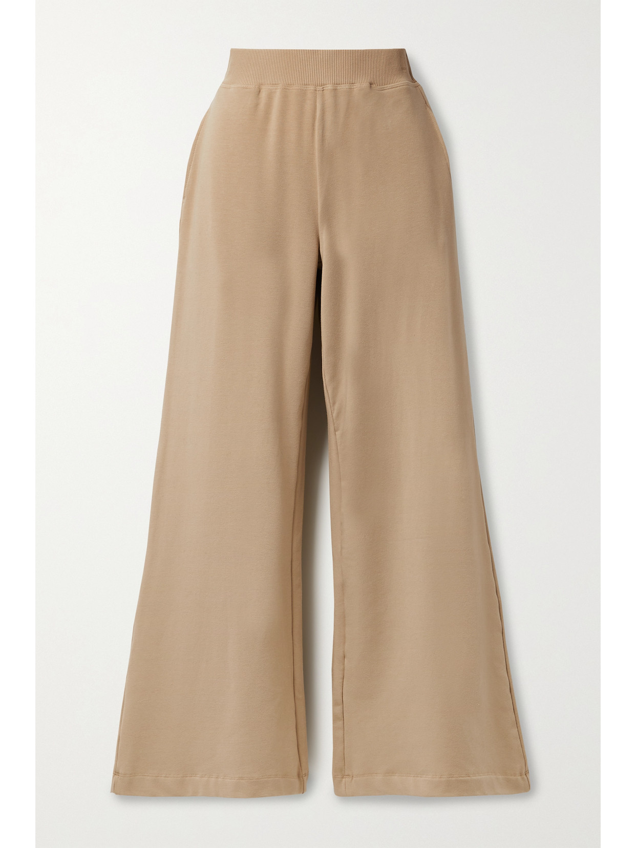 L Agence Campbell Stretch Cotton And Modal-blend Wide-leg Pants In Camel