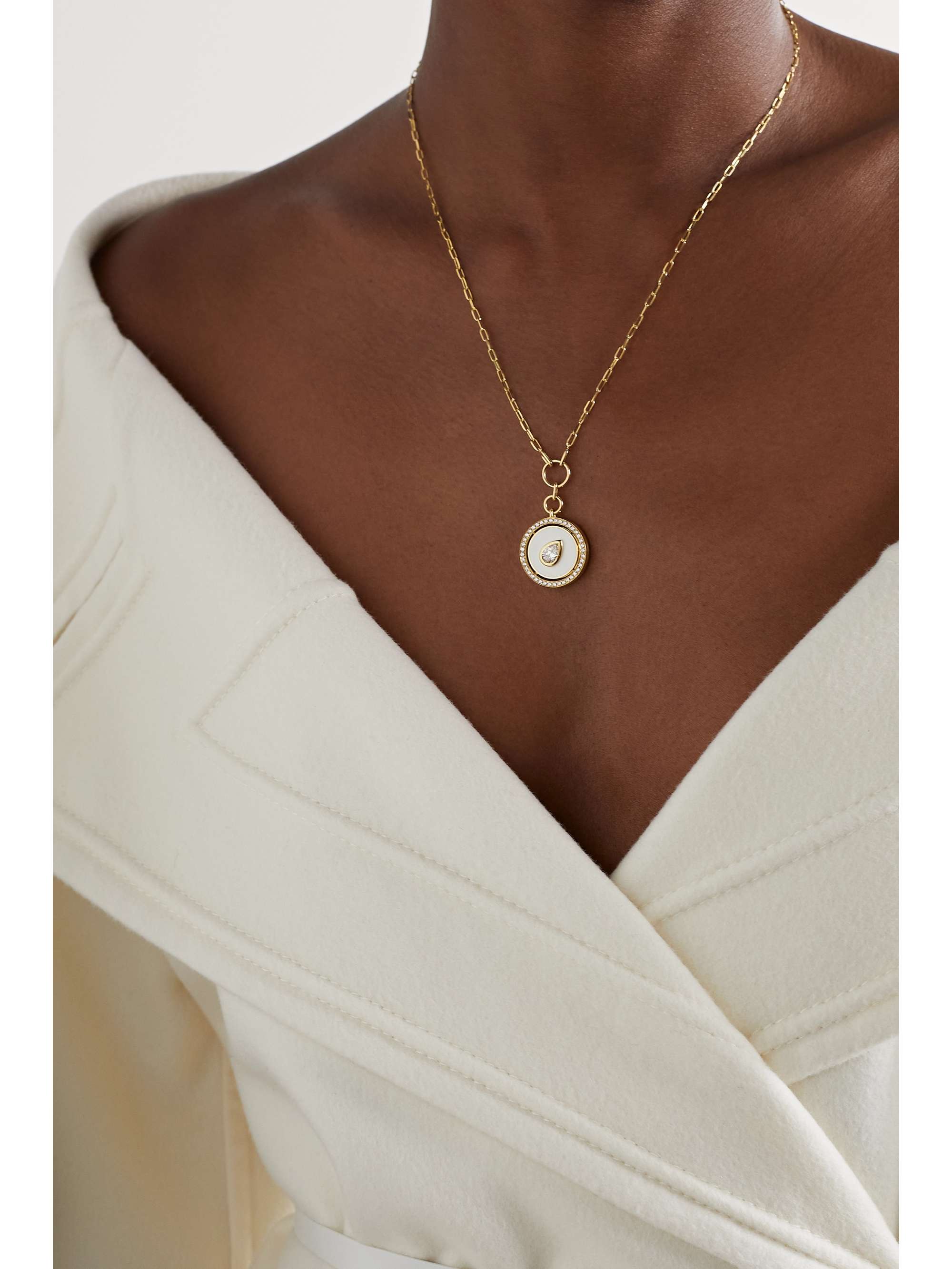 STATE PROPERTY Aebi 18-karat gold, enamel and diamond necklace