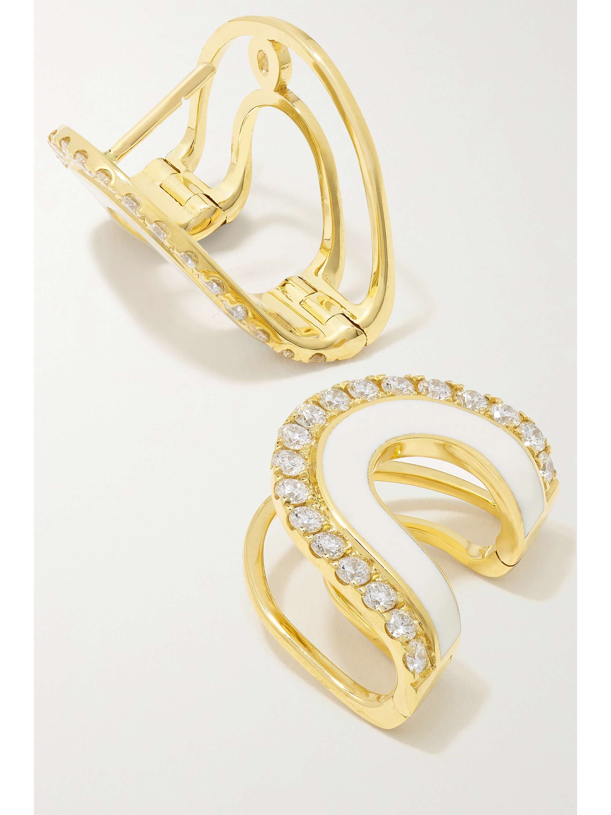 STATE PROPERTY Dias 18-karat gold, enamel and diamond earrings